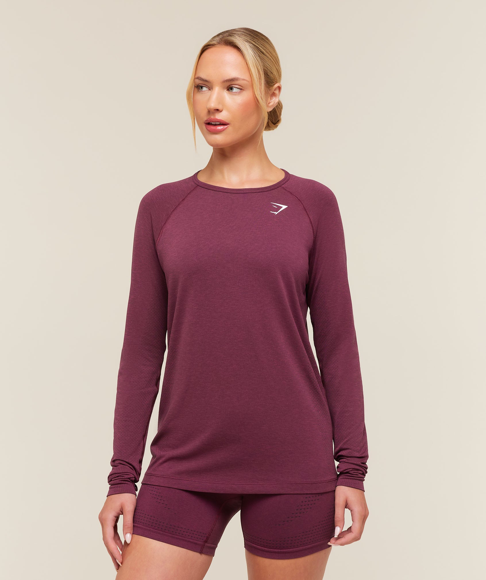 Gymshark Vital Seamless 2.0 Light Long Sleeve Top - Strength Pink/Marl
