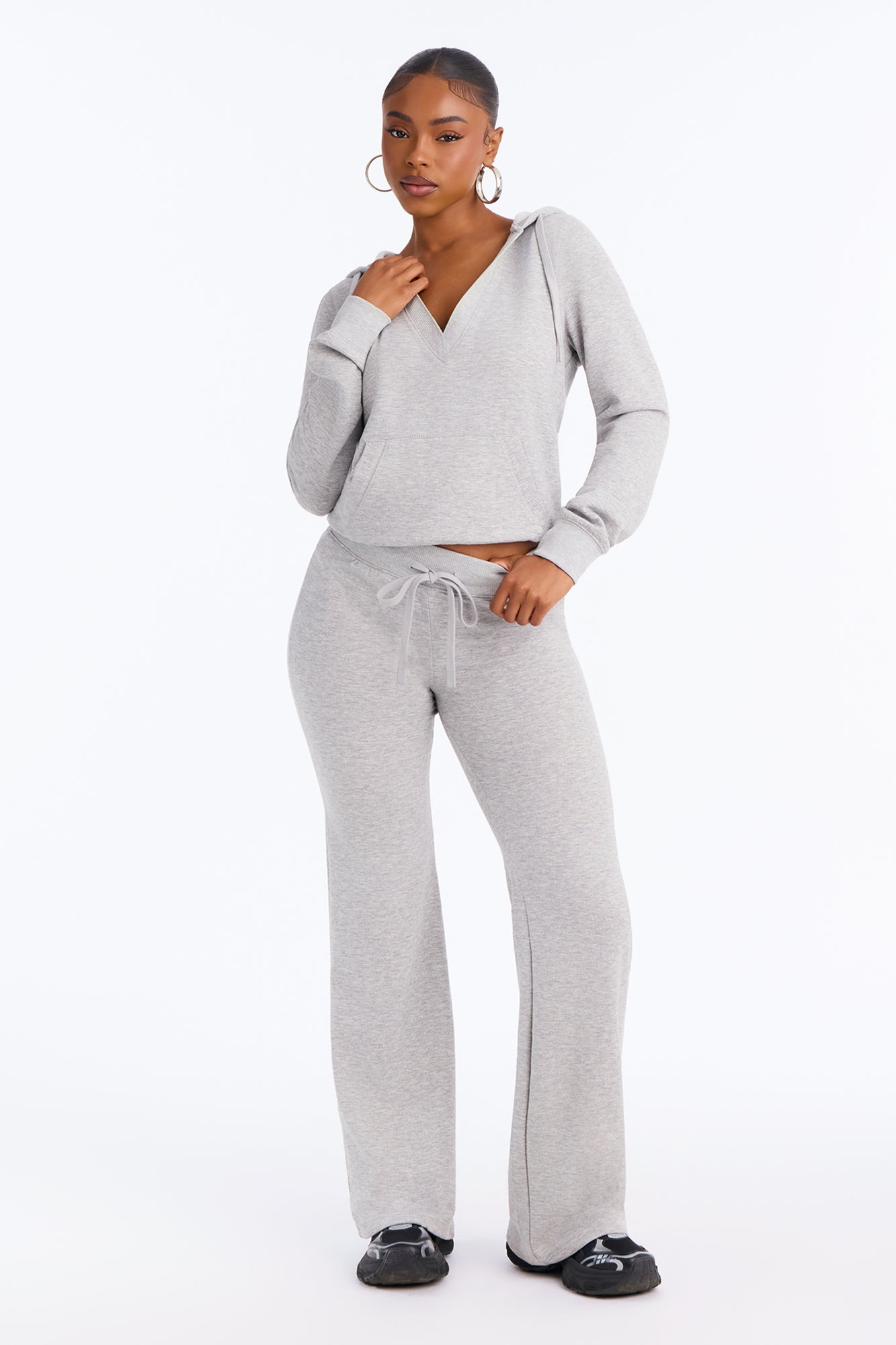 Maren Washed Fleece Pant Set - Heather Grey