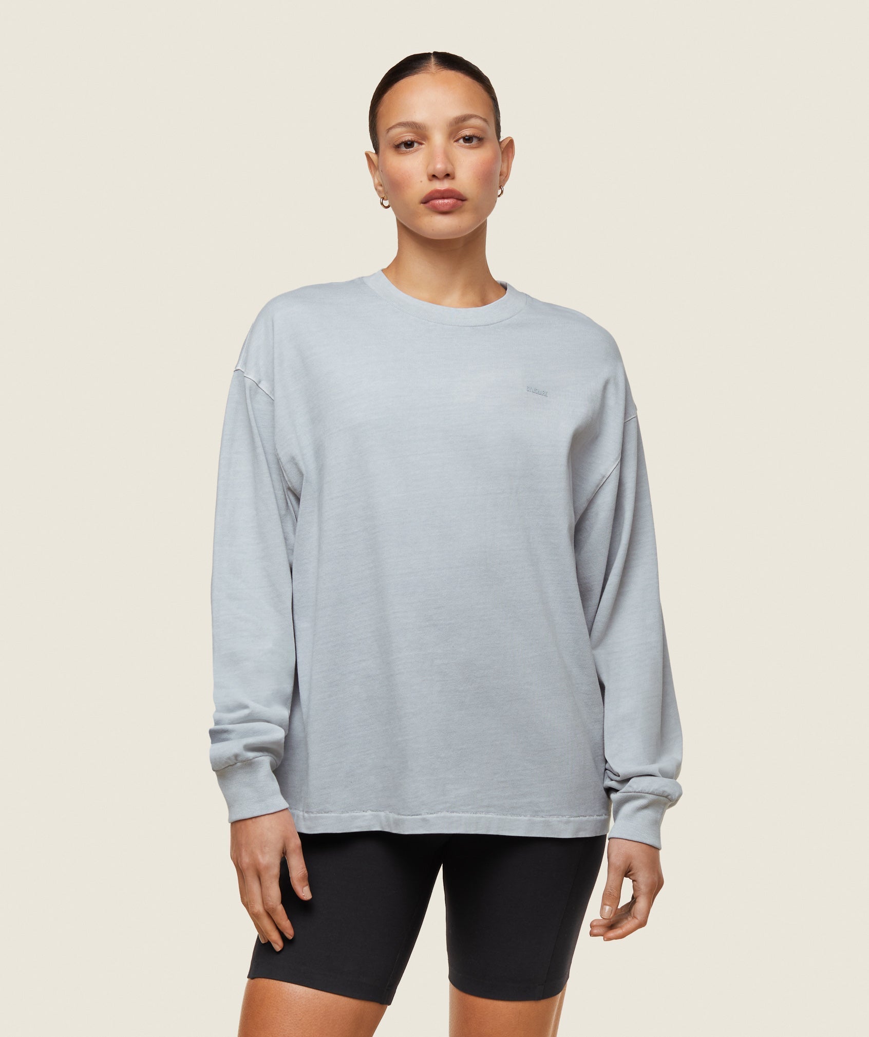 Gymshark Comfort Regular LS Top - Ice Grey/Pigment Garment Dye + Wash
