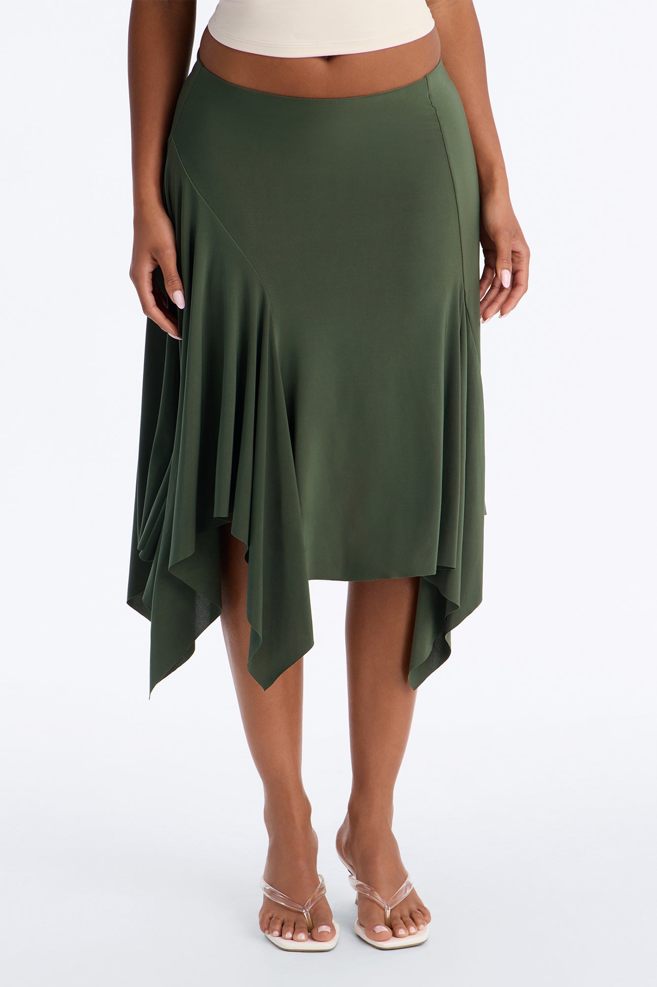 Mae Asymmetrical Midi Skirt - Green