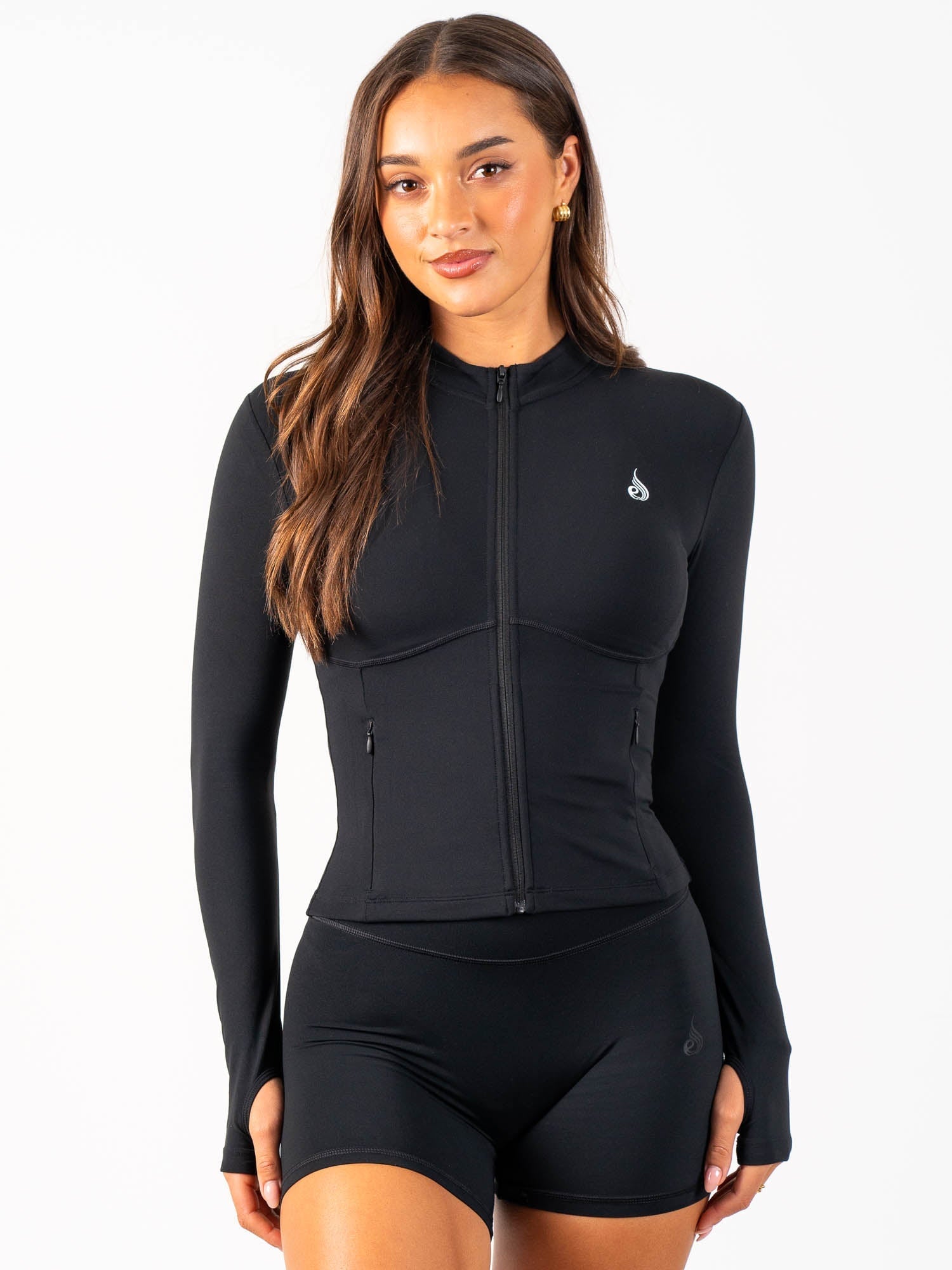 Cropped Zip Jacket - Black