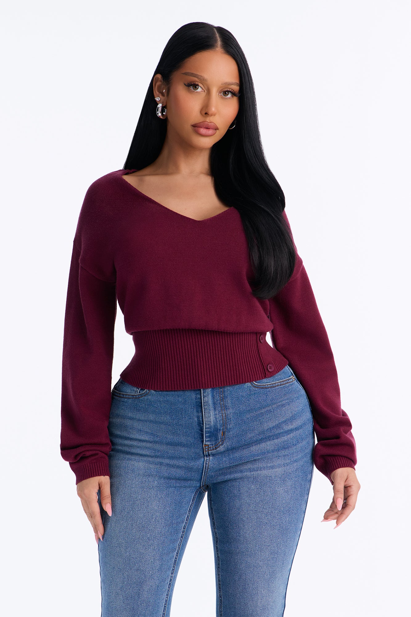 Misty Mornings Pullover Sweater - Burgundy
