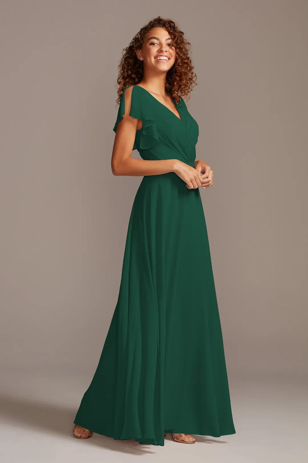 Bridesmaid Dress with Flutter Sleeve Full Skirt