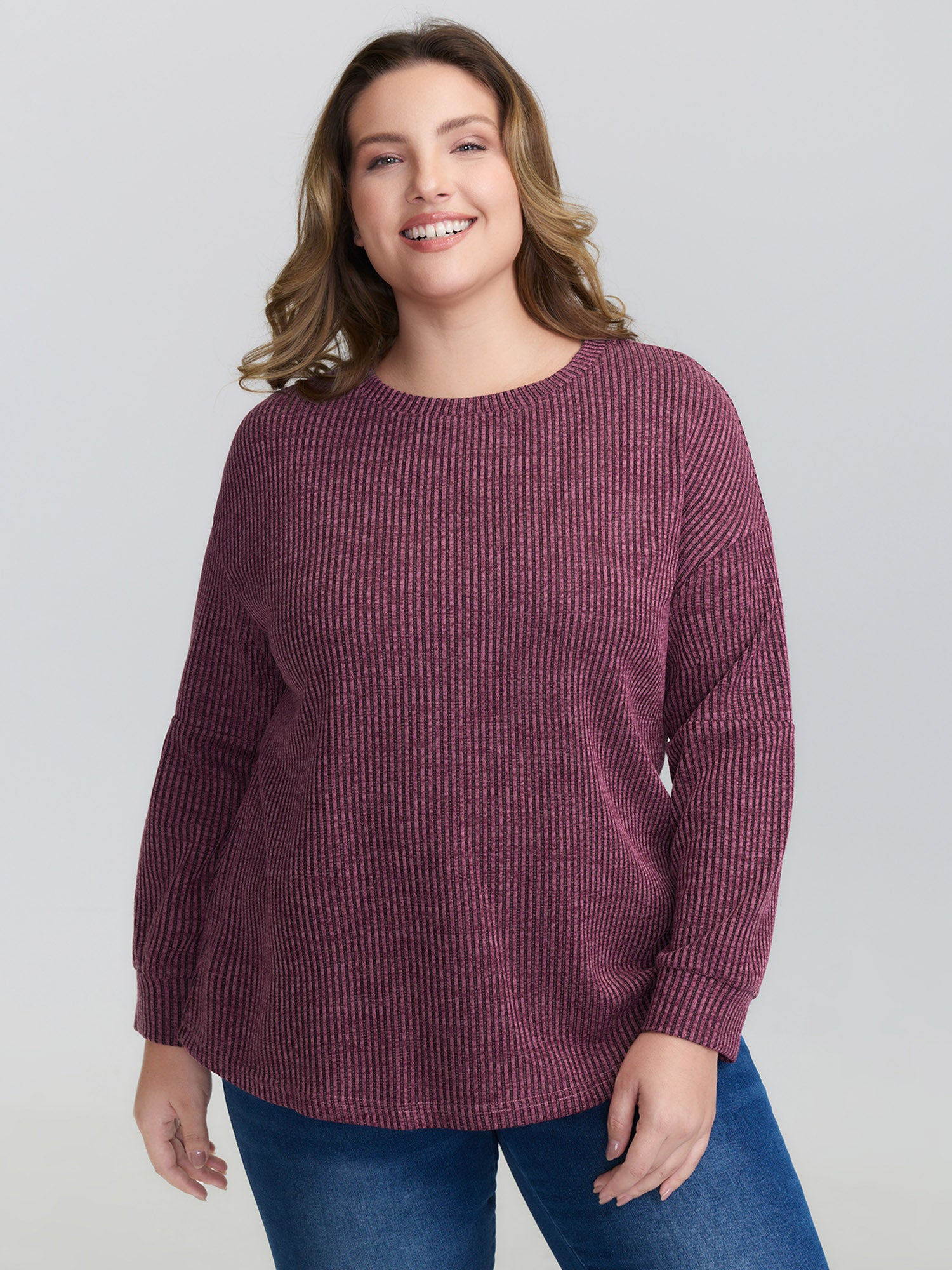 Textured Round Neck Drop Shoulder T-Shirt