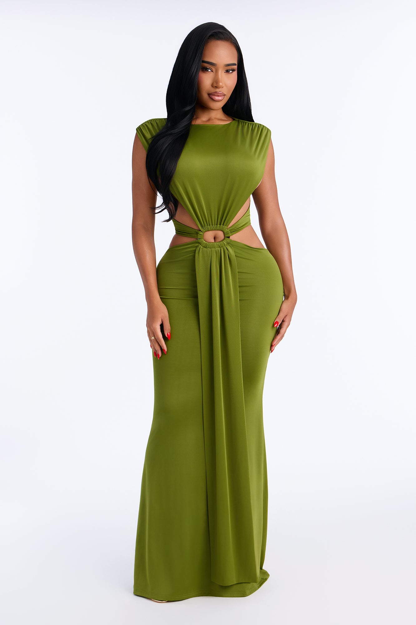 Socialite Cut Out Maxi Dress - Green