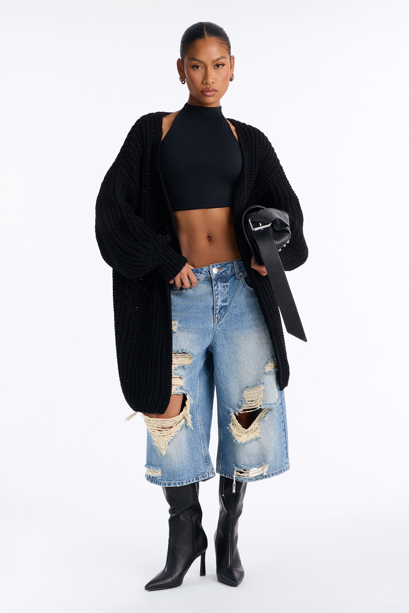 Real Love Open Front Cardigan - Black