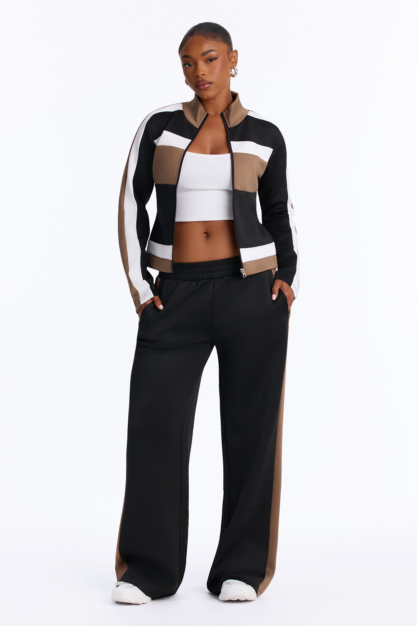 Track It Down Scuba Pant Set - Black/combo