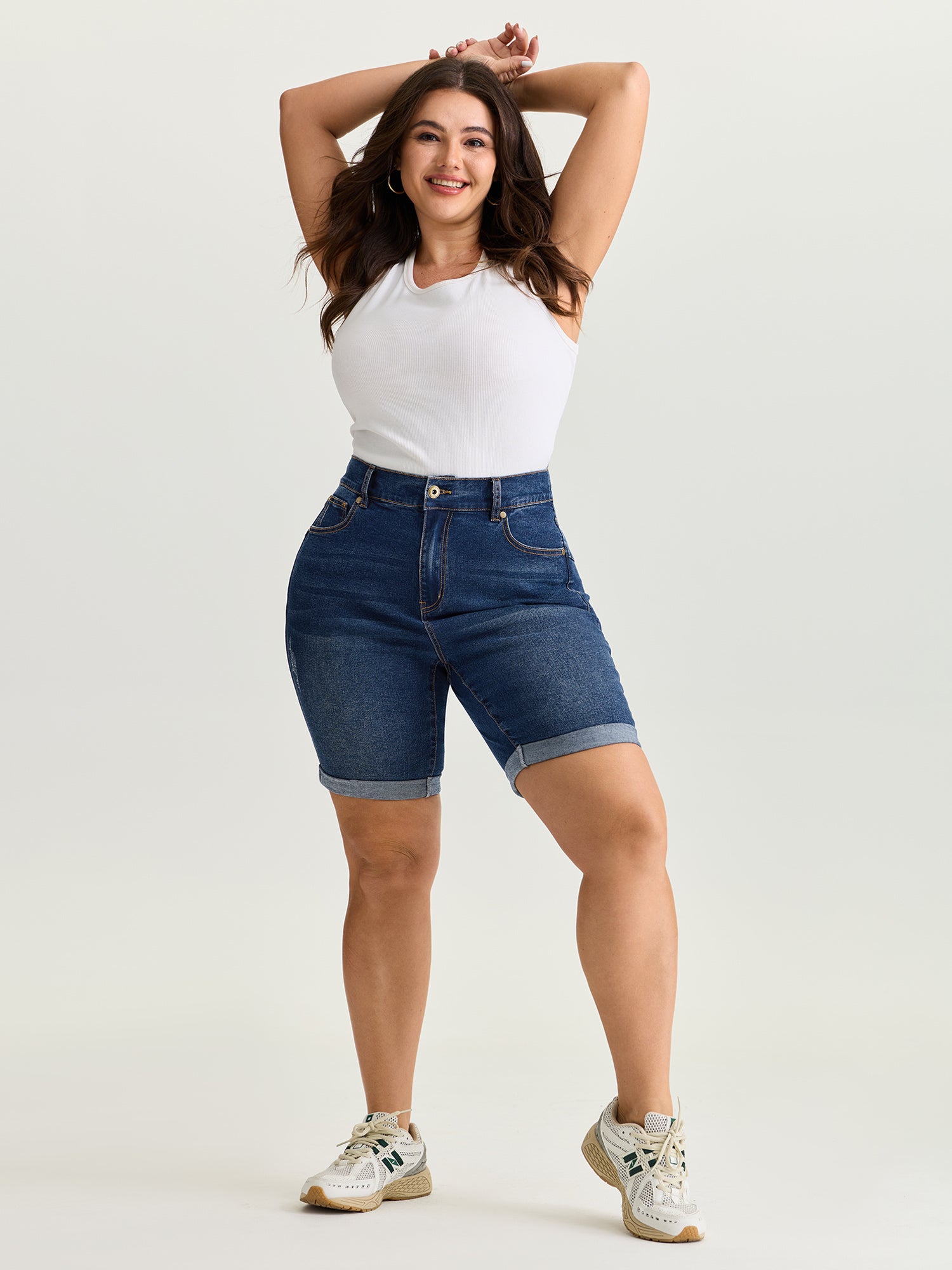Hip Lifting No Gap Waist Skinny-Fit Denim Shorts