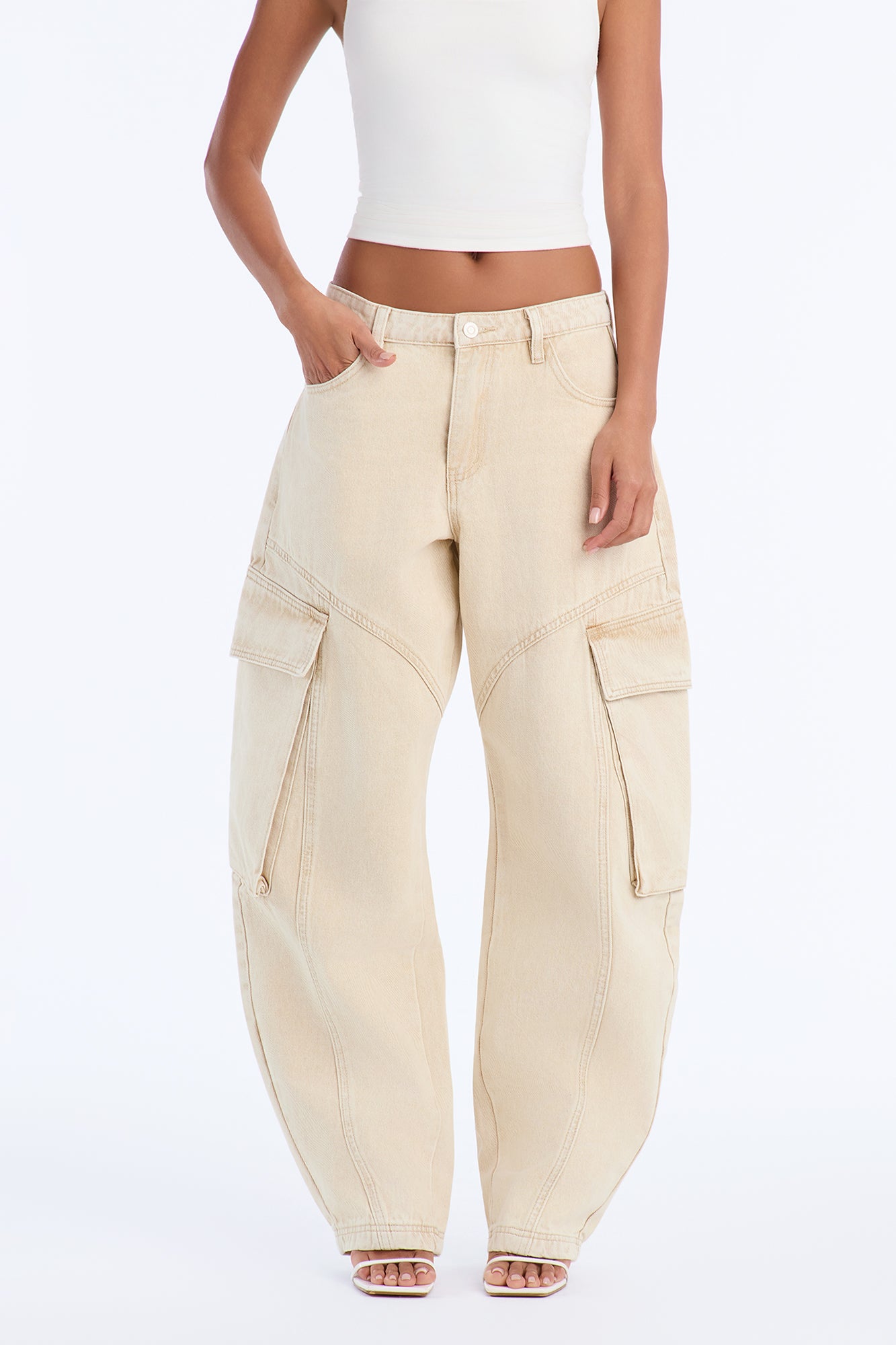 Fiona Barrel Leg Pant - Khaki