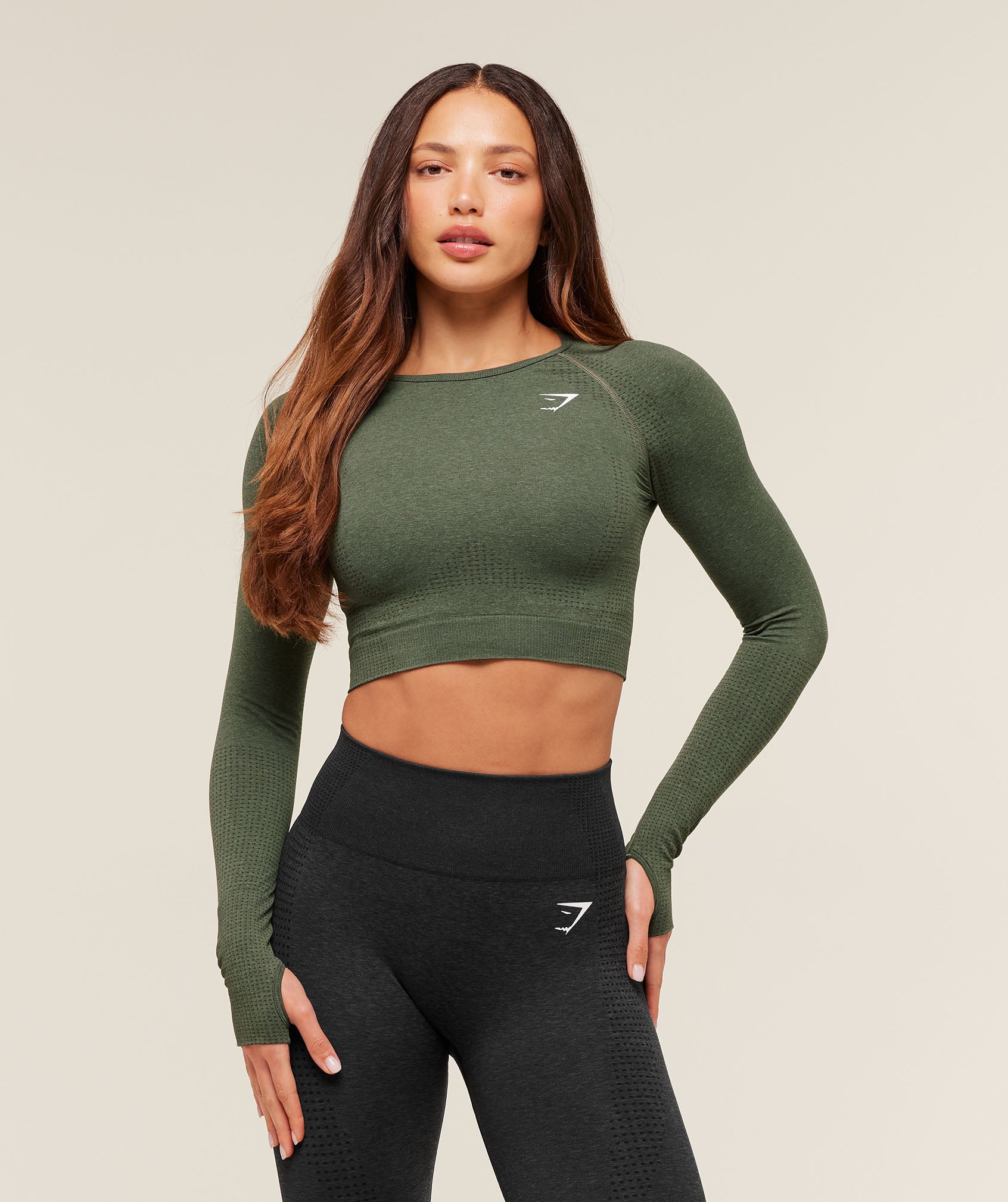 Gymshark Vital Crop Top - Base Green/Marl