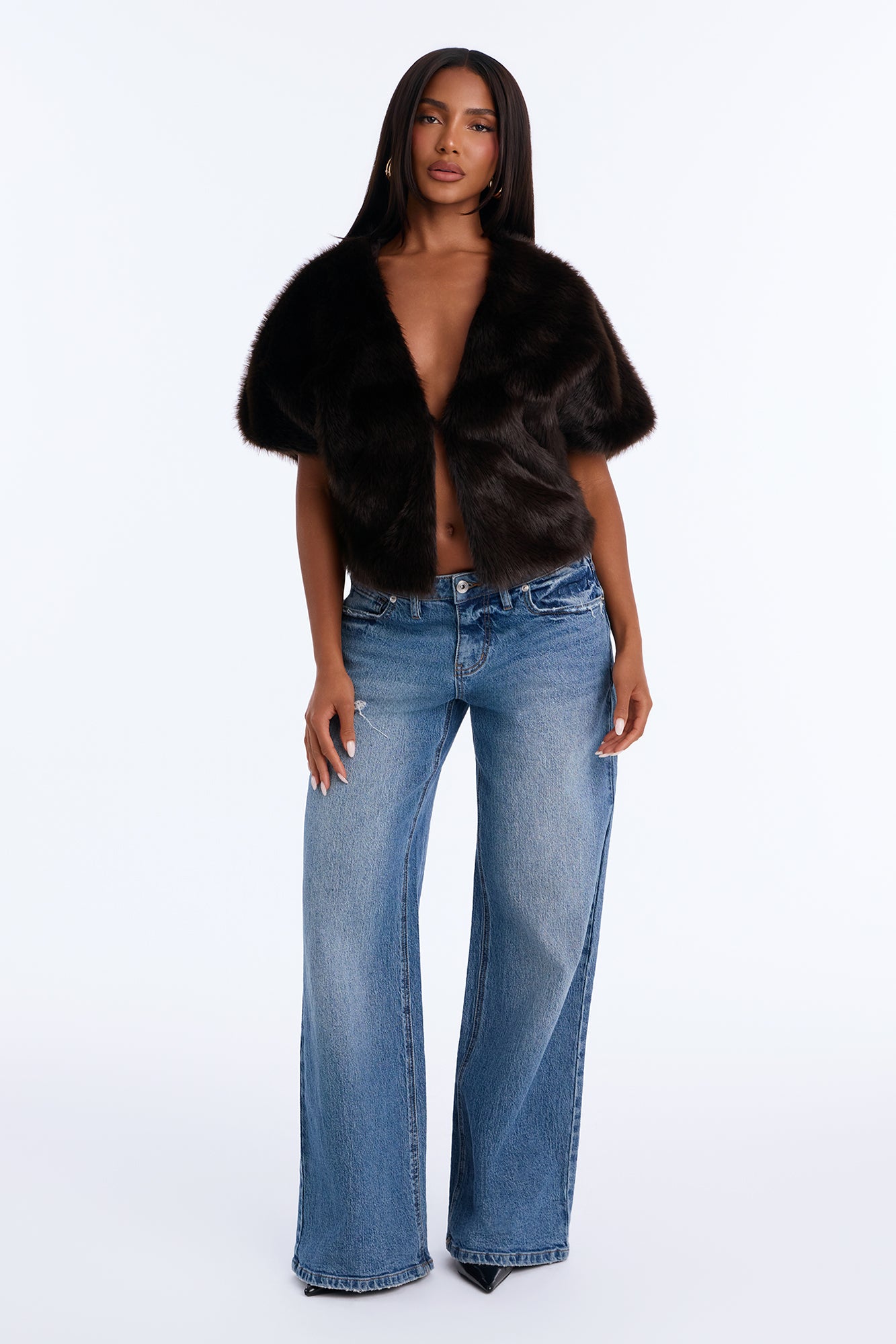 Midnight Moves Faux Fur Cropped Bolero - Chocolate