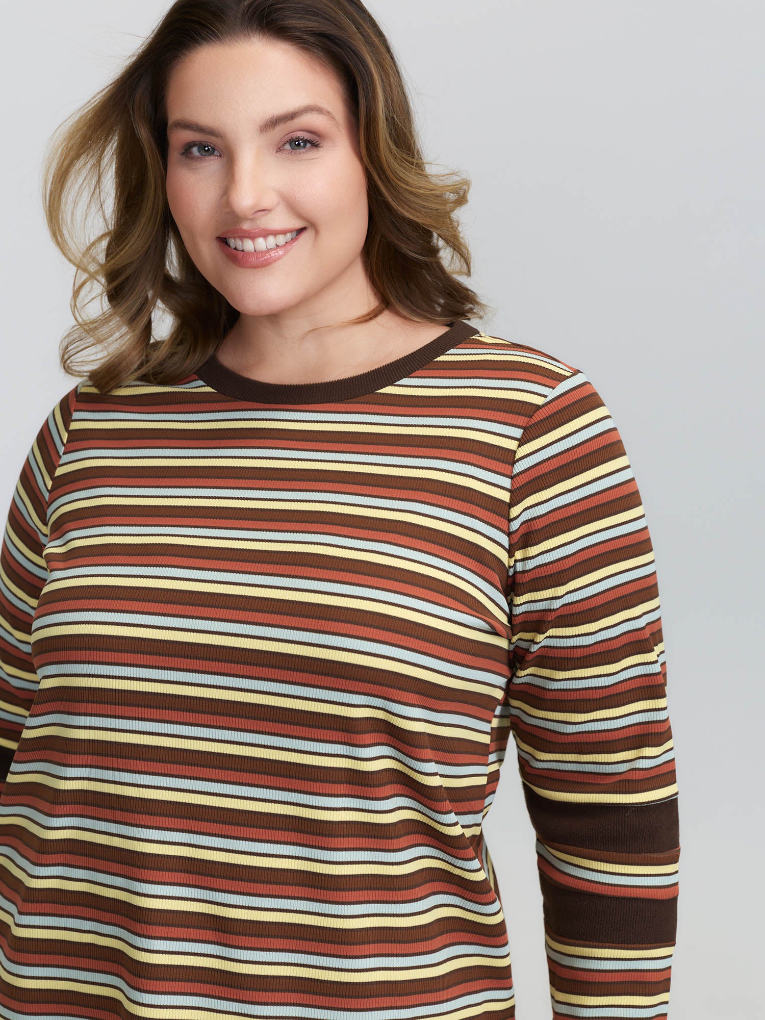 Stripe Color Contrast Round Neck T-Shirt