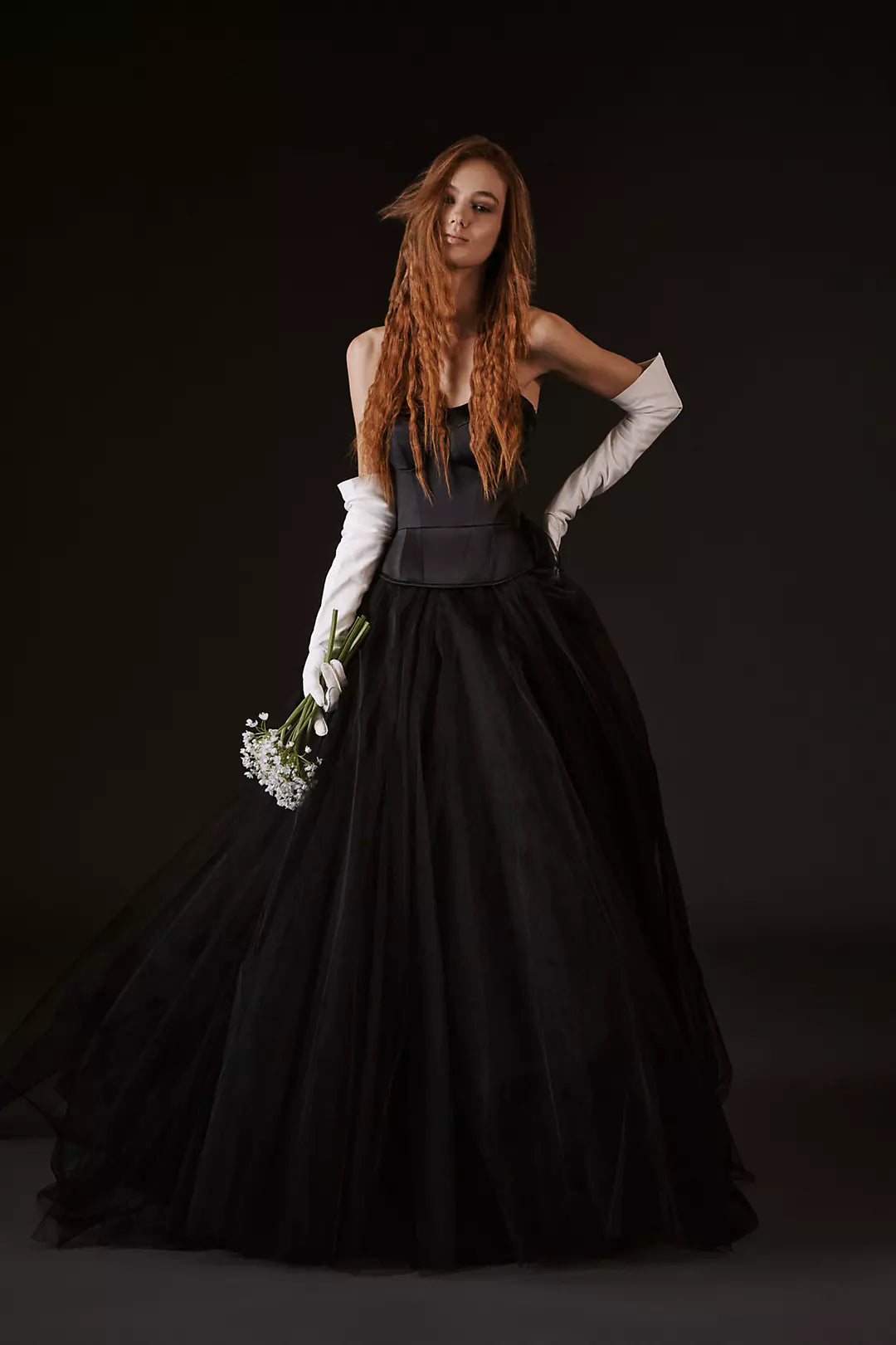 Avianna Black Satin A-Line Wedding Dress