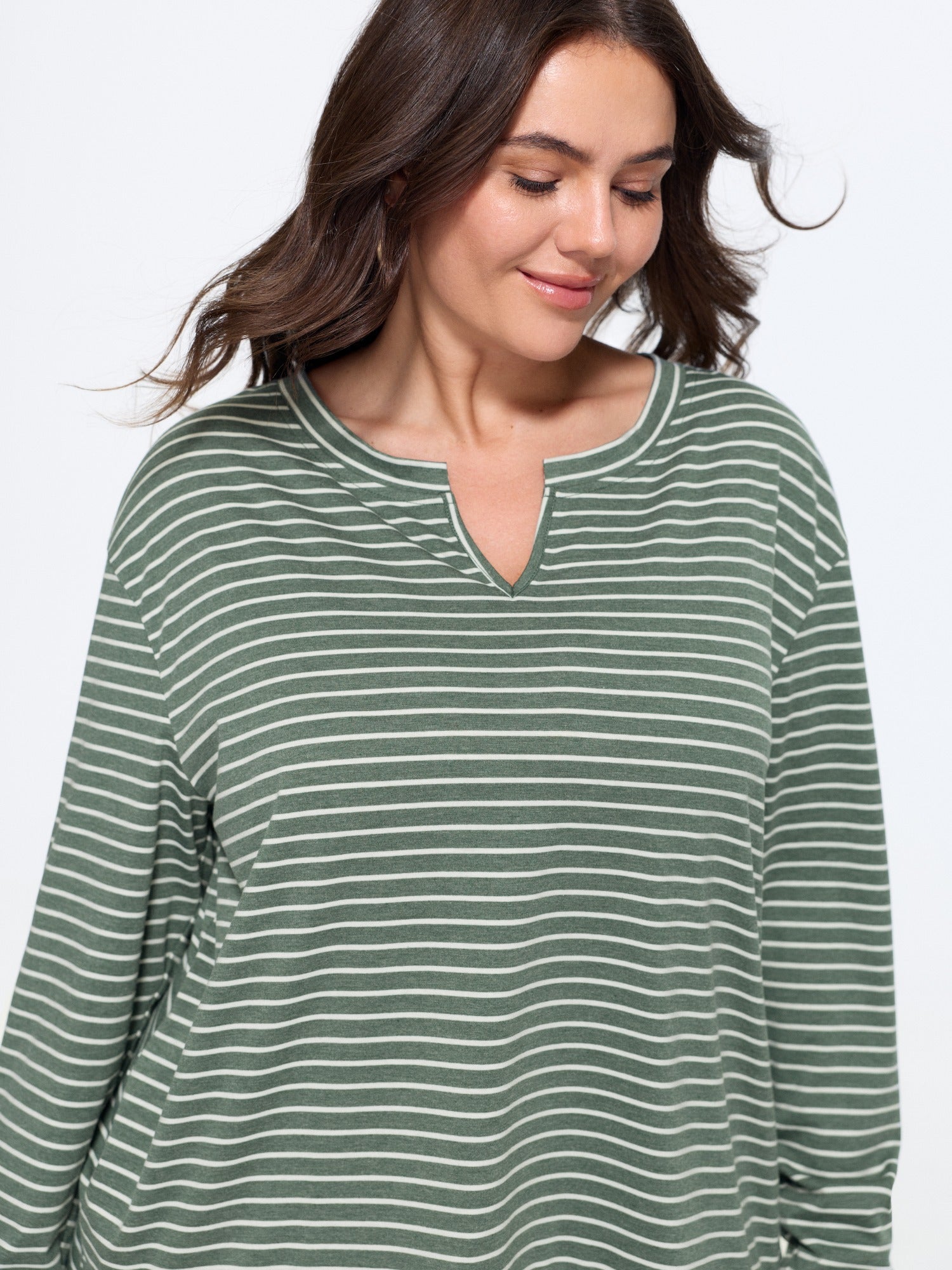 Stretch Stripe Patchwork Chiffon Ruffle Hem Top