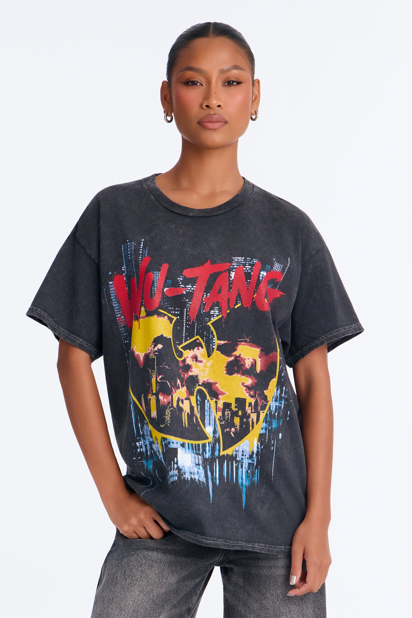 Wutang Multicolor Logo Washed Tee - Black