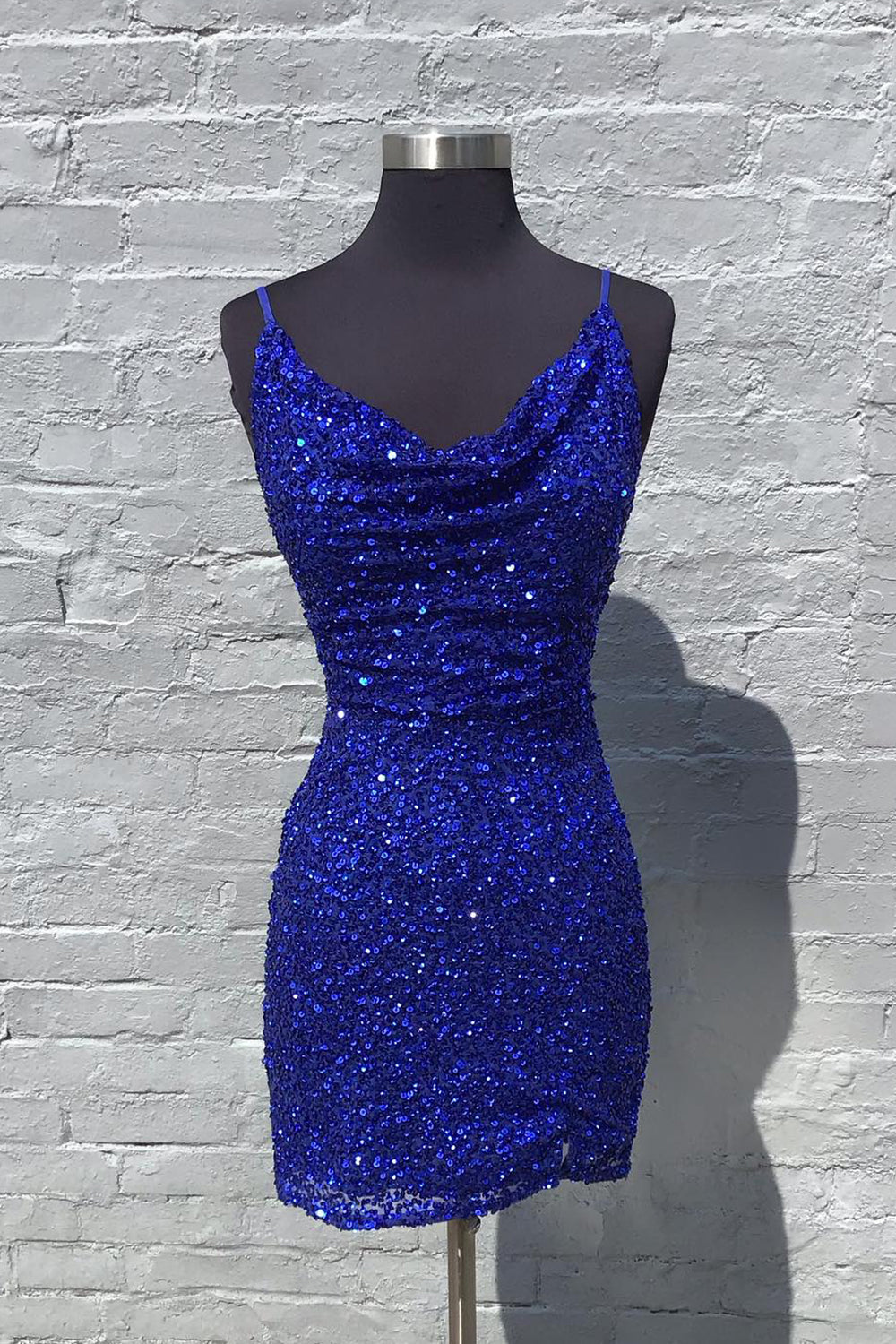 Sparkly Royal Blue Ruched Tight Short Sequins Homecoming Dress/Mini Dress