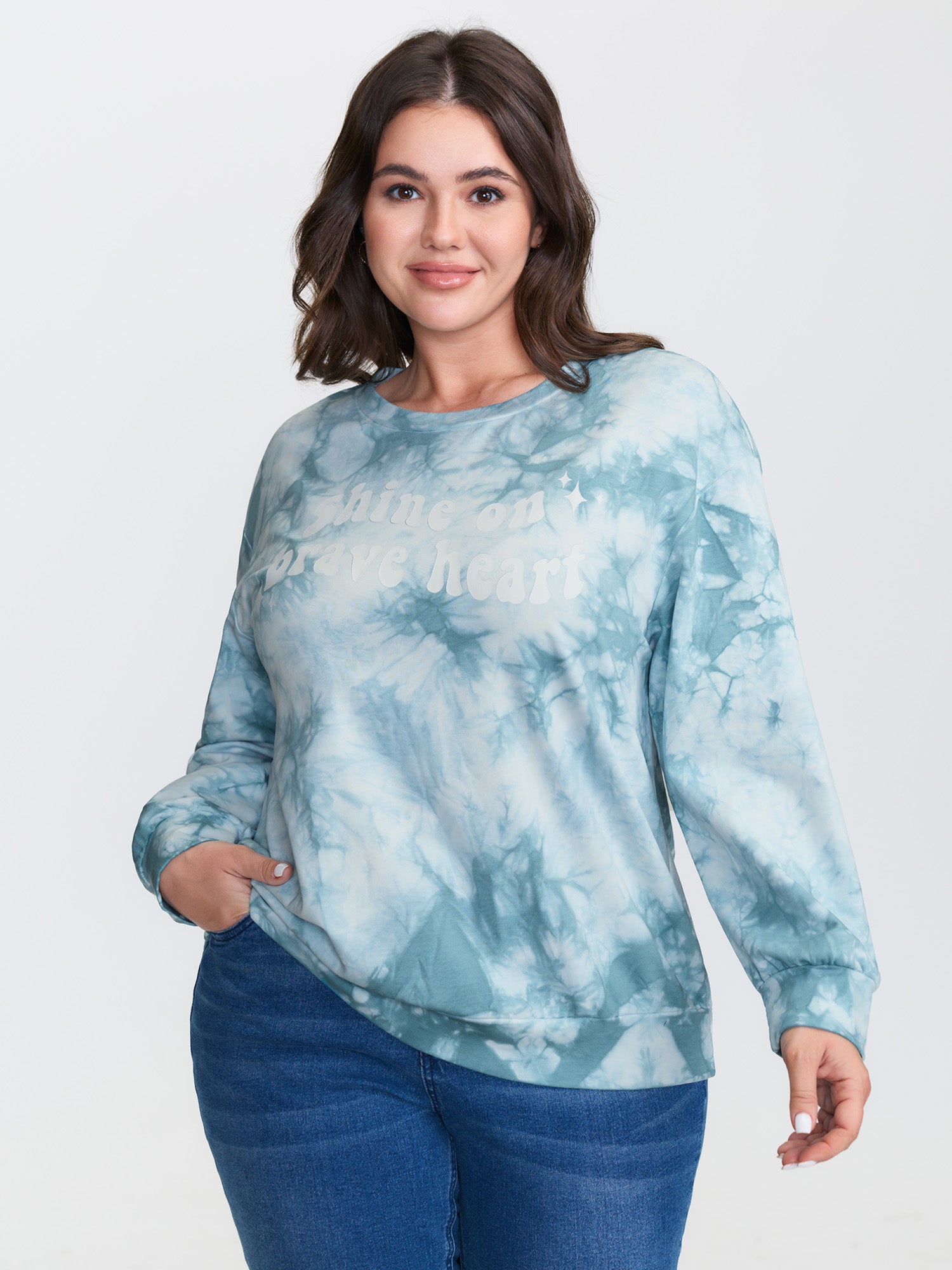 Tie-Dye Positive Affirmation Print Sweatshirt
