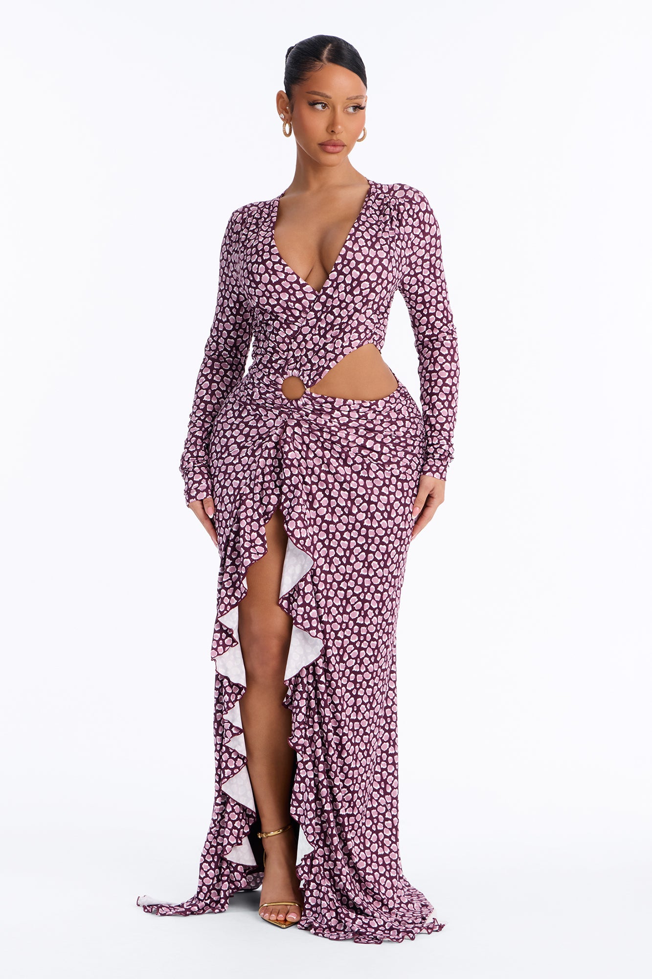 Spot Me Out Animal Print Chiffon Maxi Dress - Brown/combo