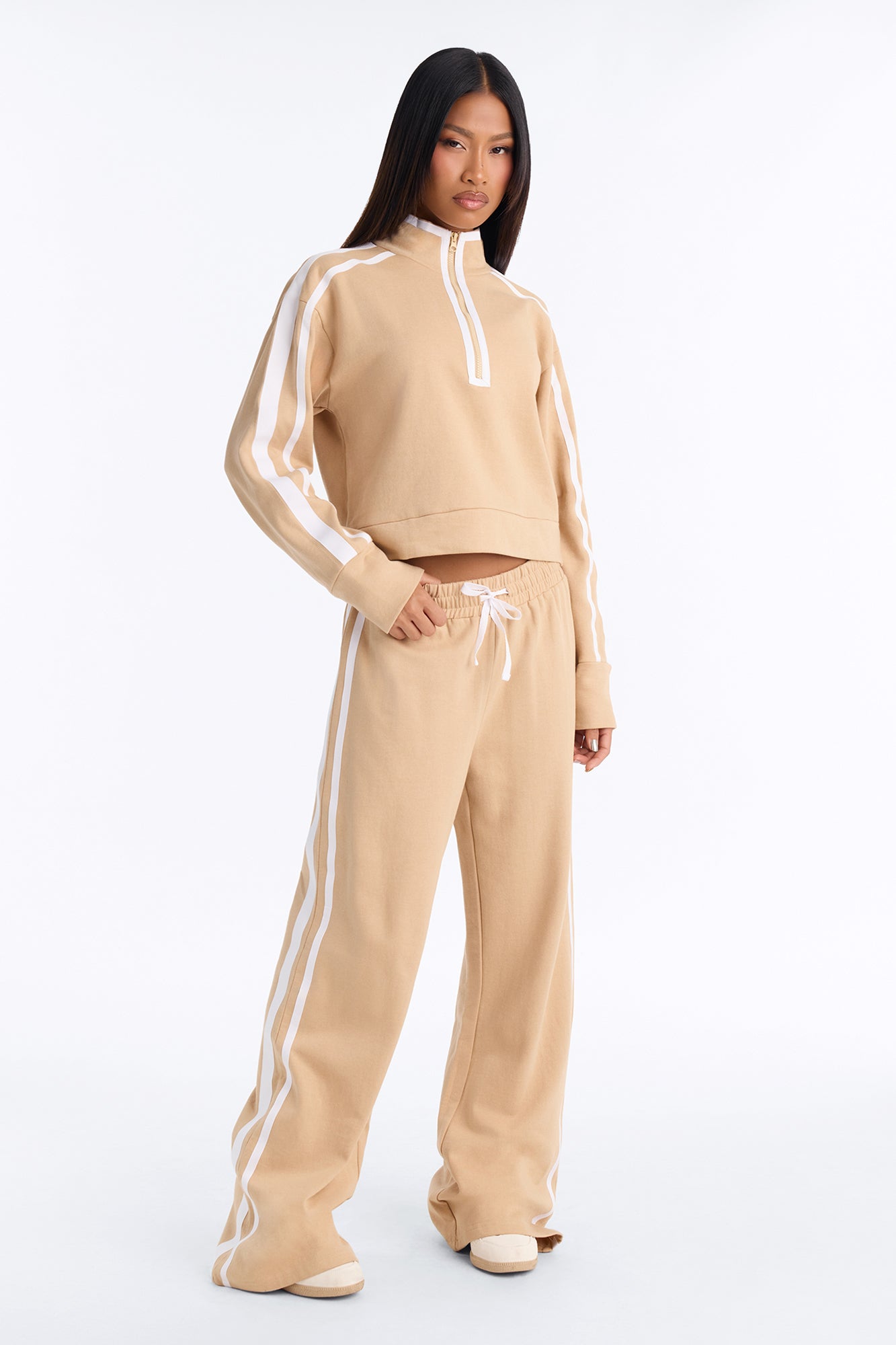 Casual Chic Fleece Pant Set - Taupe