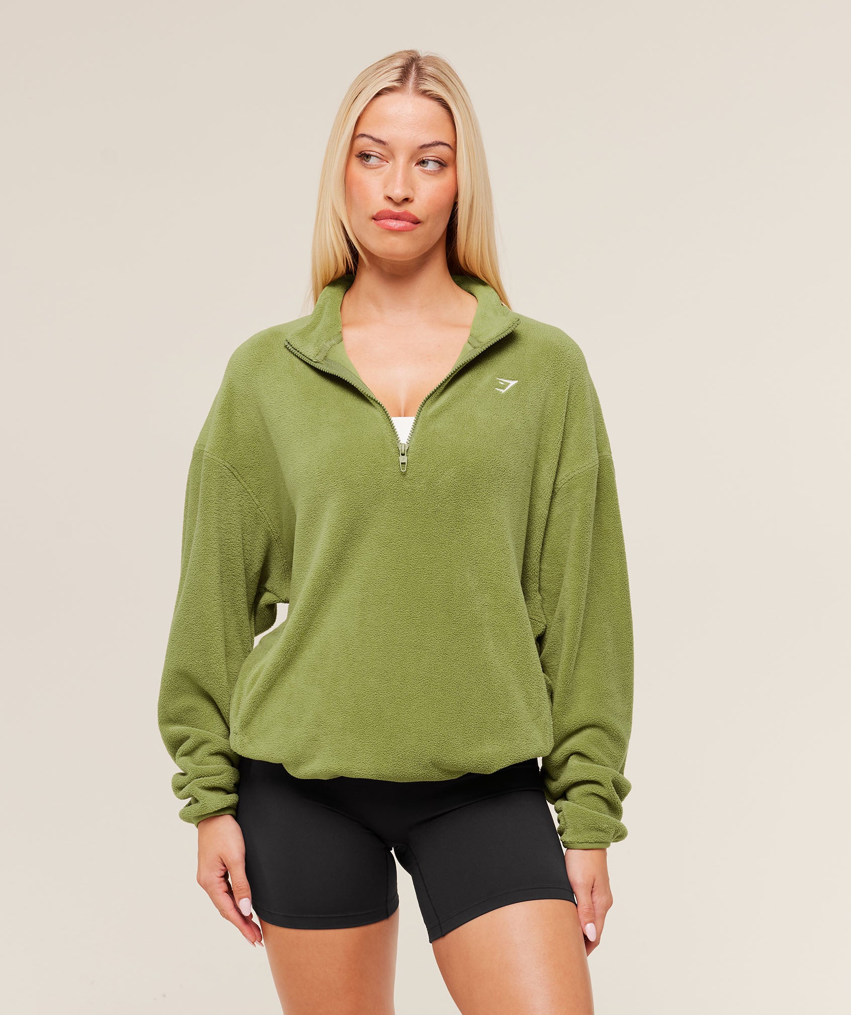 Gymshark Polar Fleece 1/2 Zip - Khaki Green