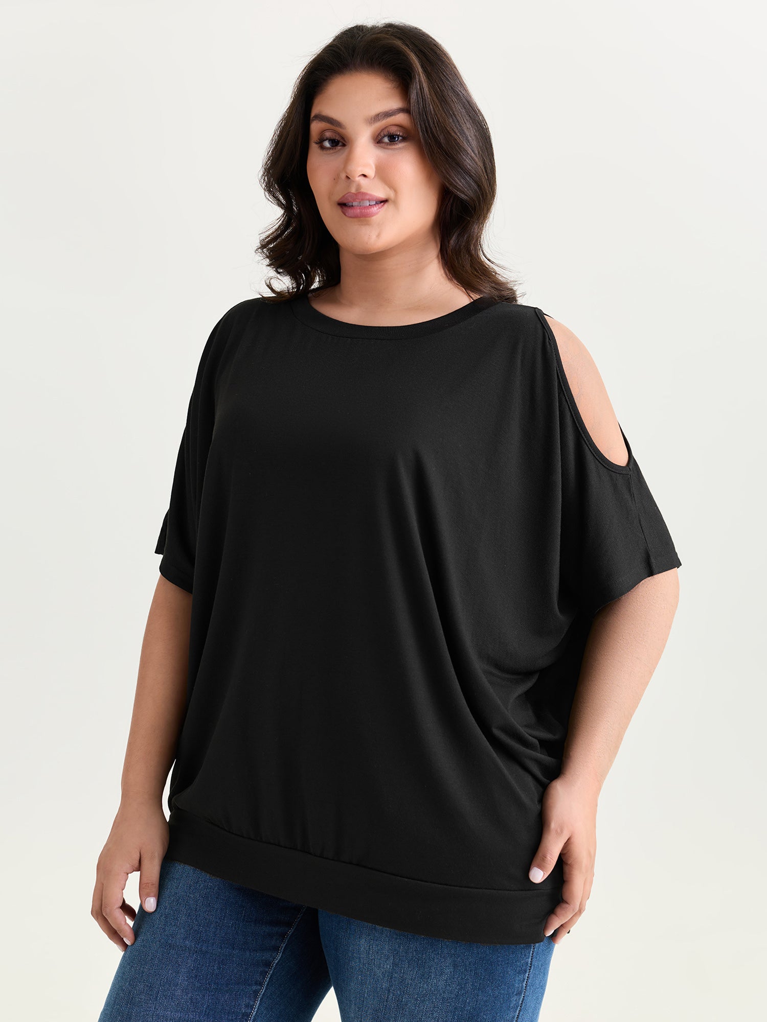 Supersoft Cut-Out Shoulder Plain T-Shirt