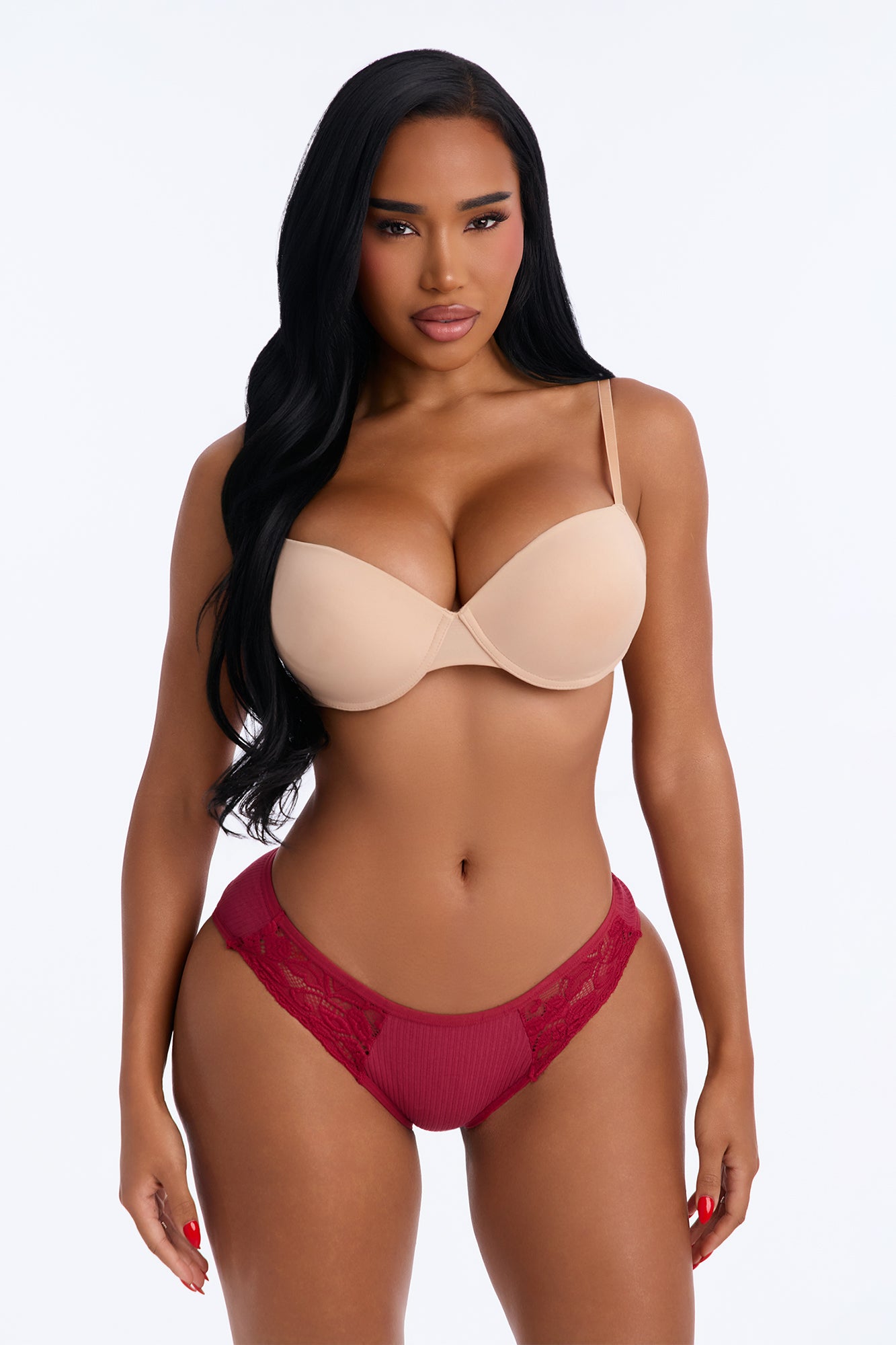 Livia Cotton Ribbed Cheeky Panty - Wine