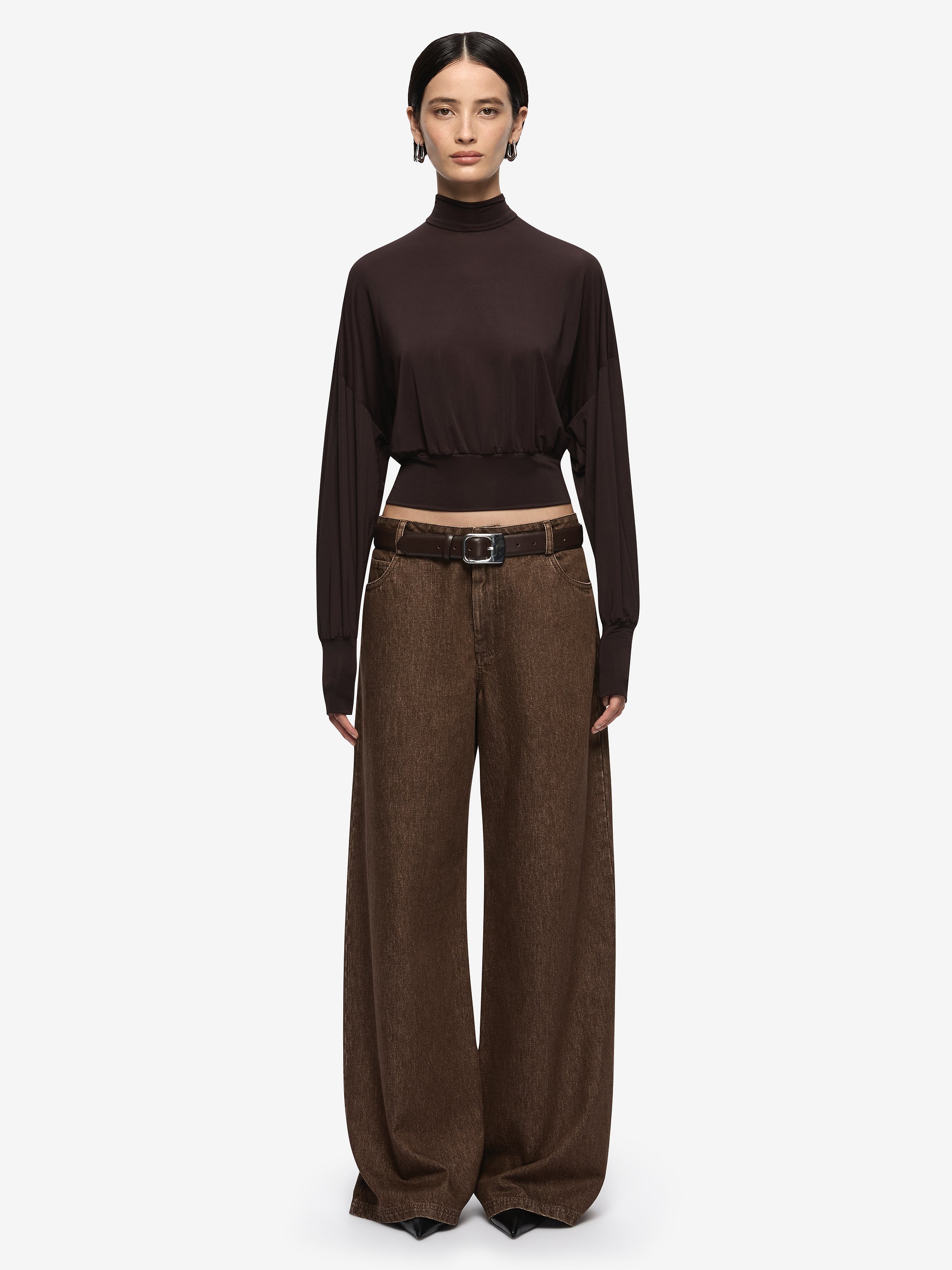 COURT LONG SLEEVE TOP - DARK CHOCOLATE
