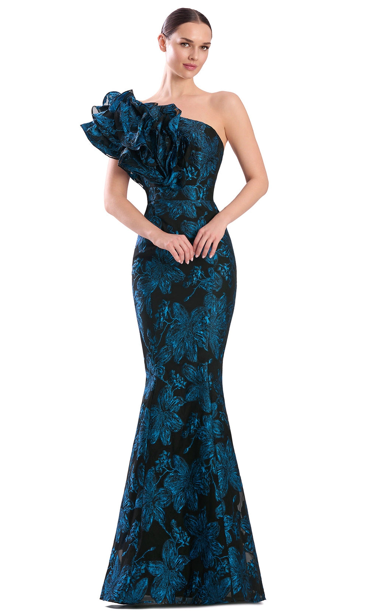 Alexander by Daymor 3353F26 - Floral Ruffle Mermaid Evening Gown