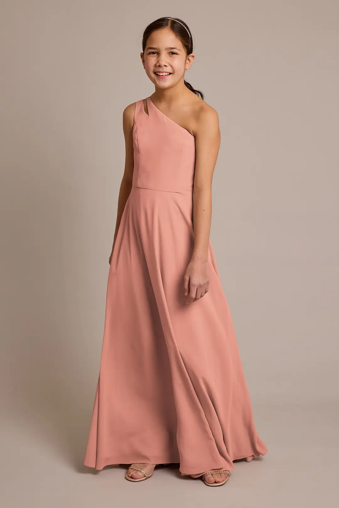 Chiffon One-Shoulder Junior Dress