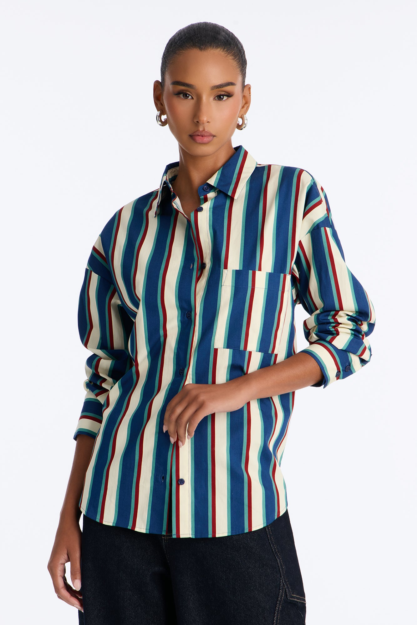I'm The Main Topic Striped Shirt - Navy/combo