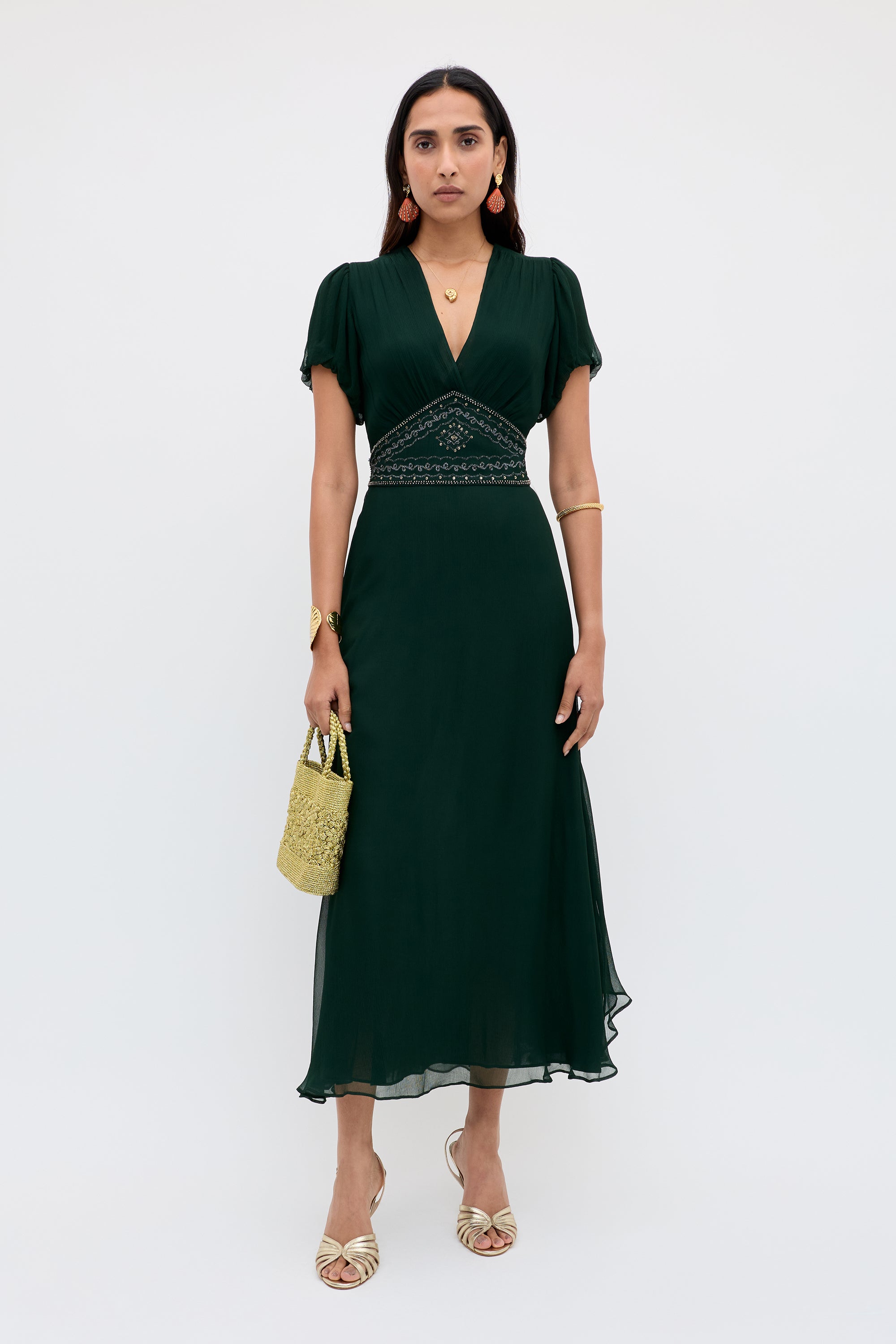 Corrine  -  Diana Embellishment Forest Green