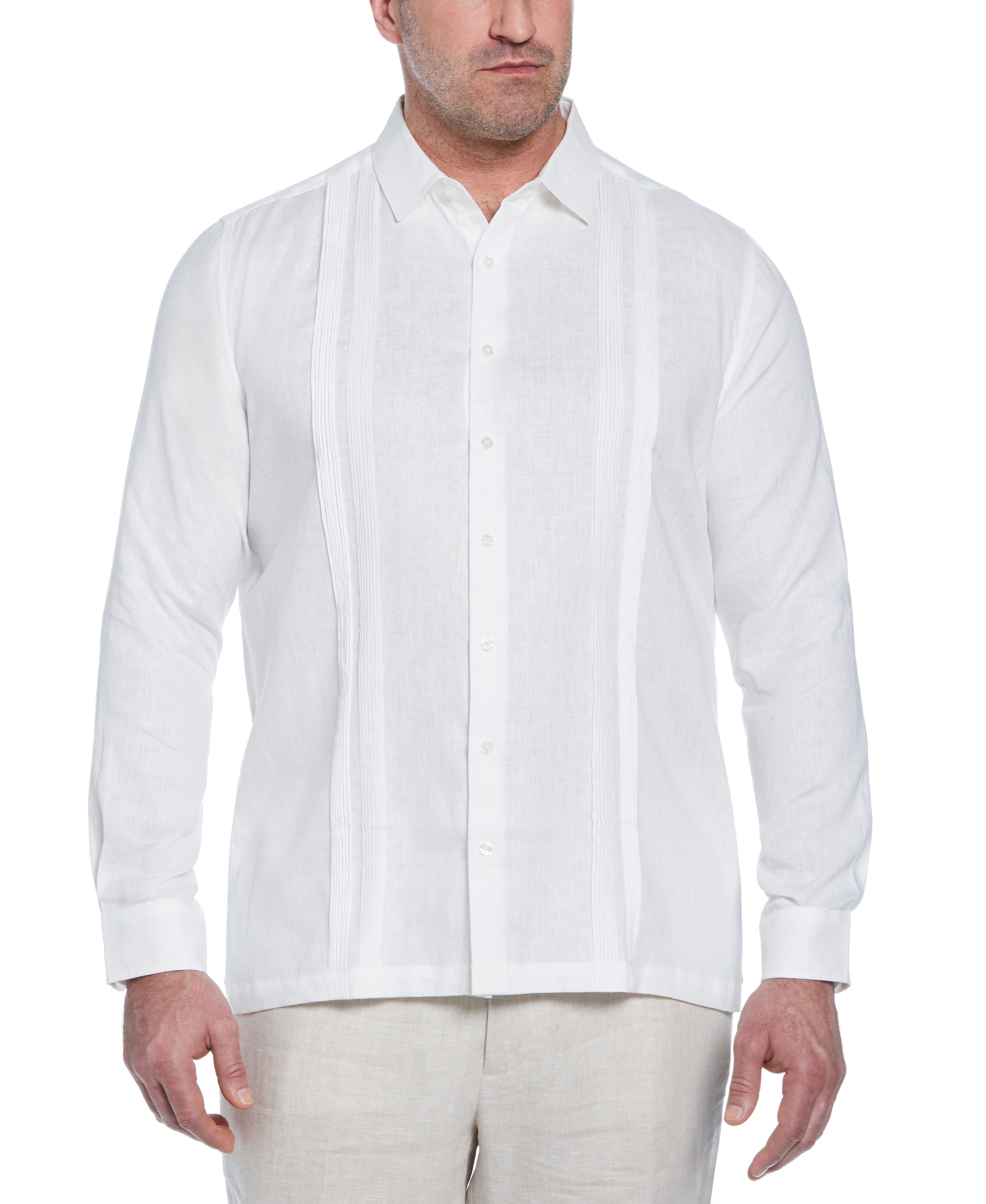 Big & Tall Linen Multi Pintuck Guayabera Shirt
