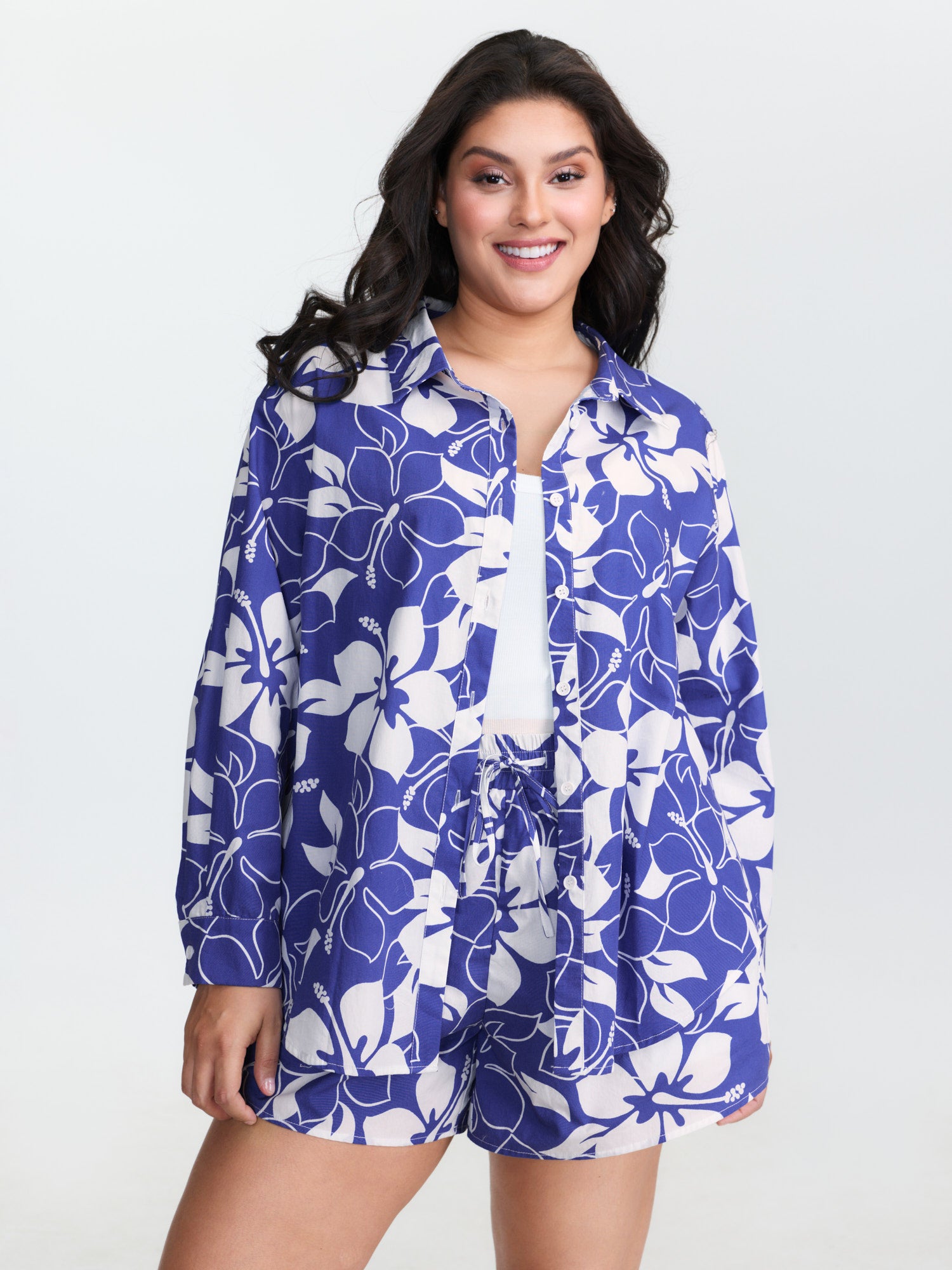 Pure Cotton Large Floral Print Shirt
