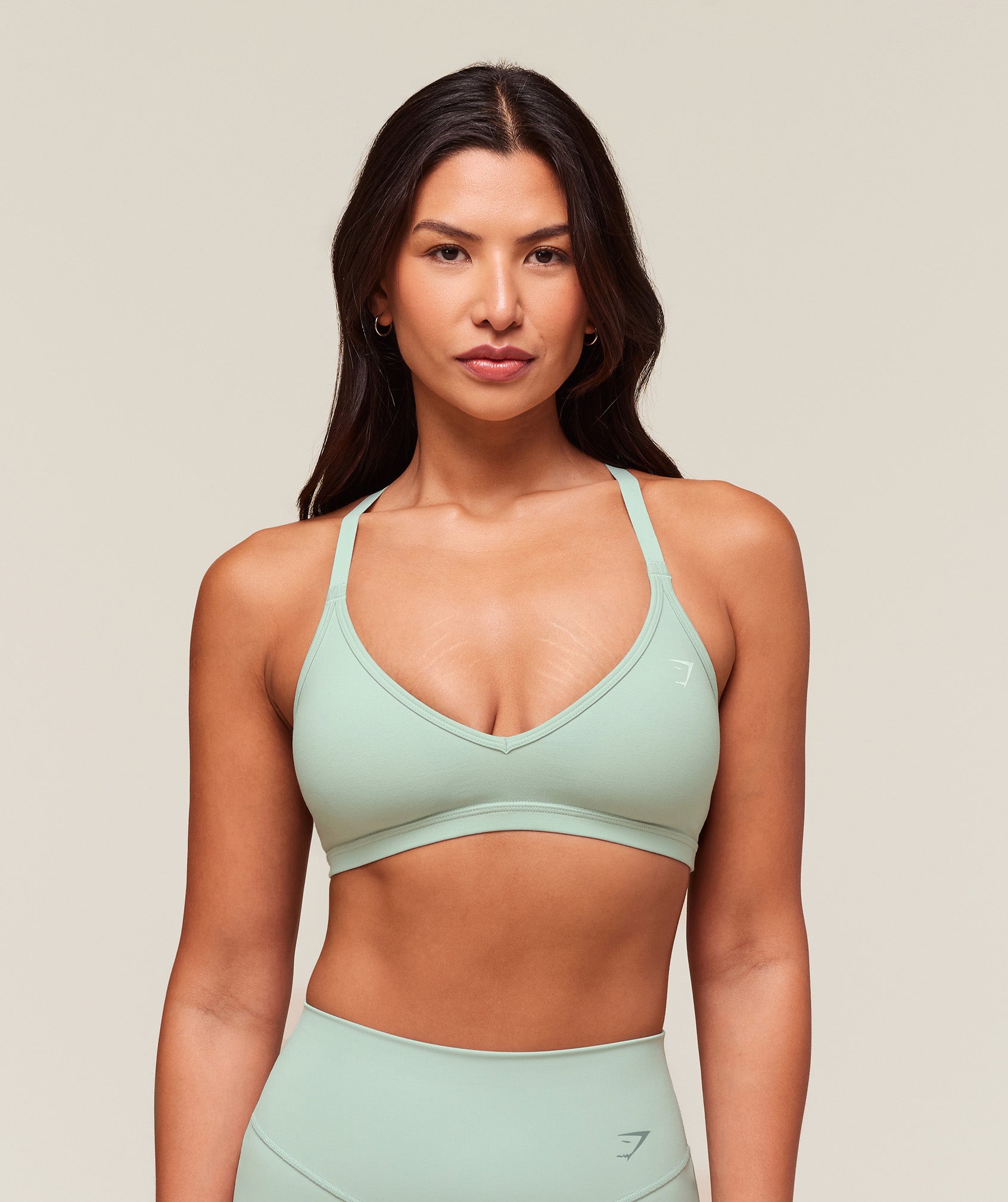 Gymshark Cotton Blend Racerback Sports Bra - Morning Blue