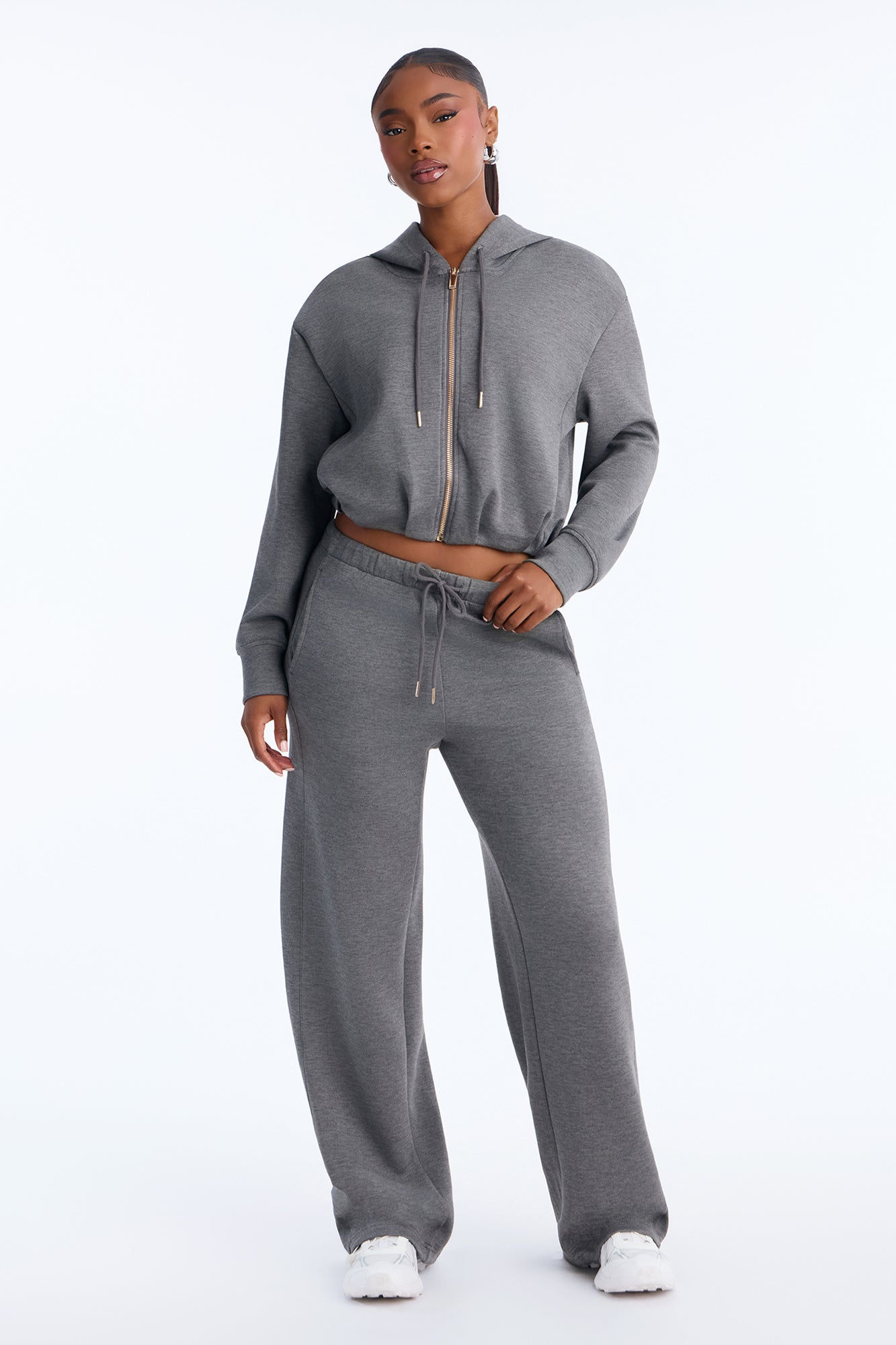 Bella Scuba Lounge Wide Leg Pant - Dark Grey
