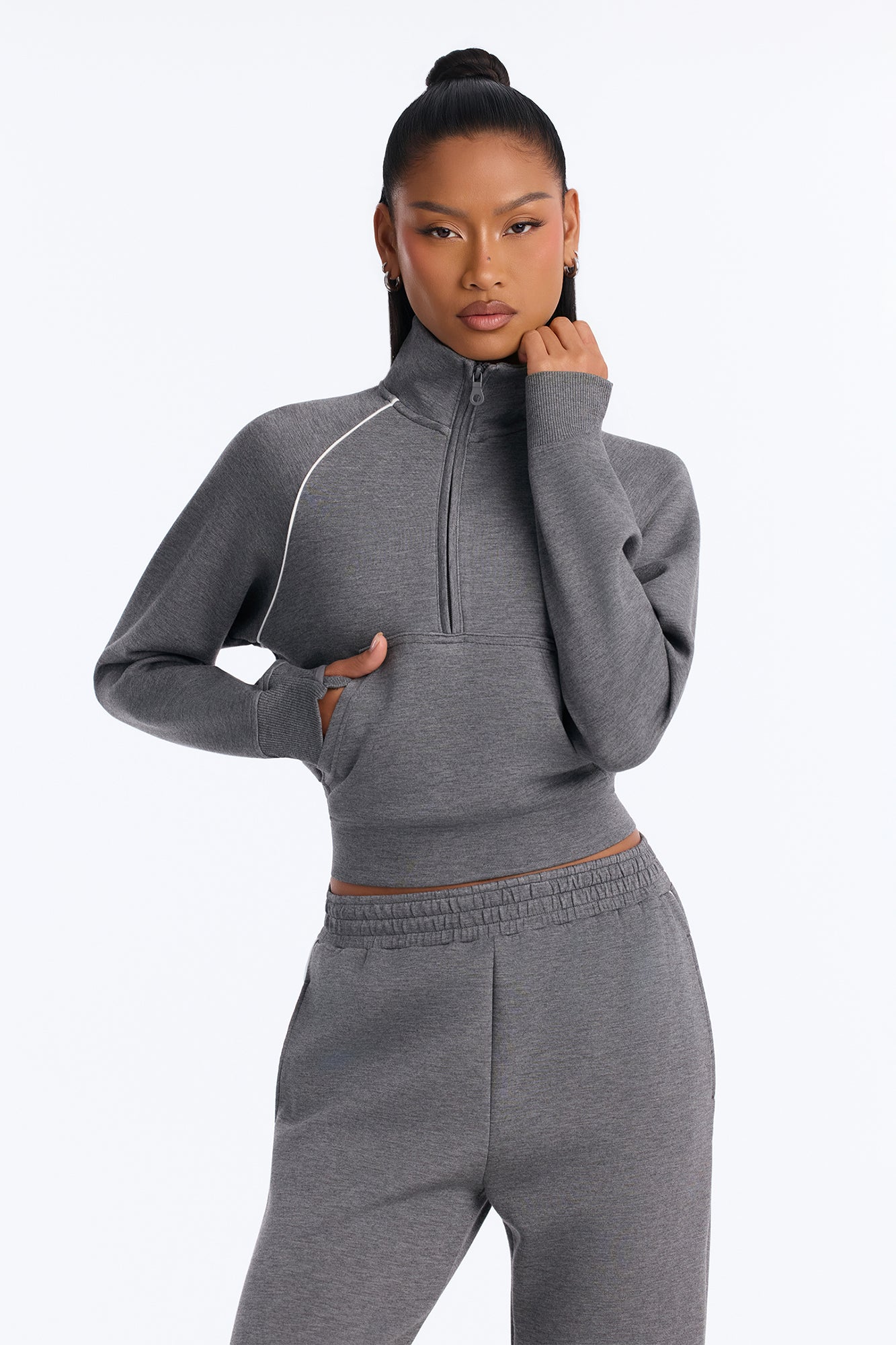 Isabella Scuba Lounge Contrast Sweatshirt - Dark Grey