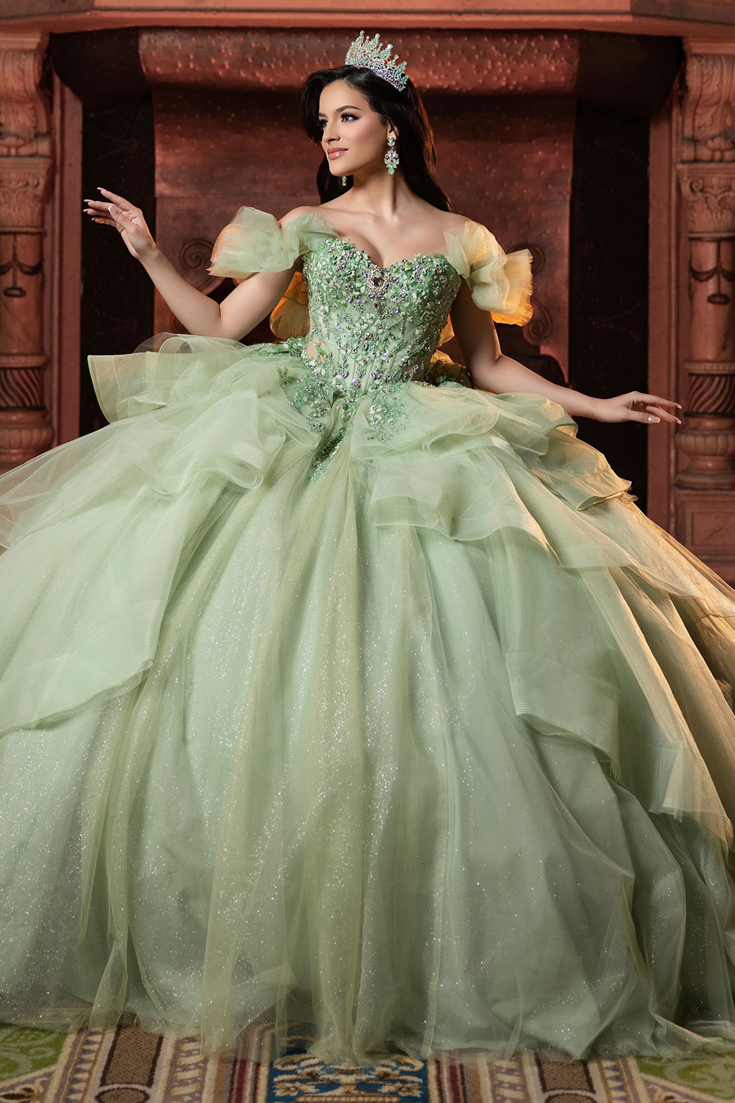 Vizcaya by Mori Lee 4080066 - Beaded Corset Ruffle Quinceanera Gown