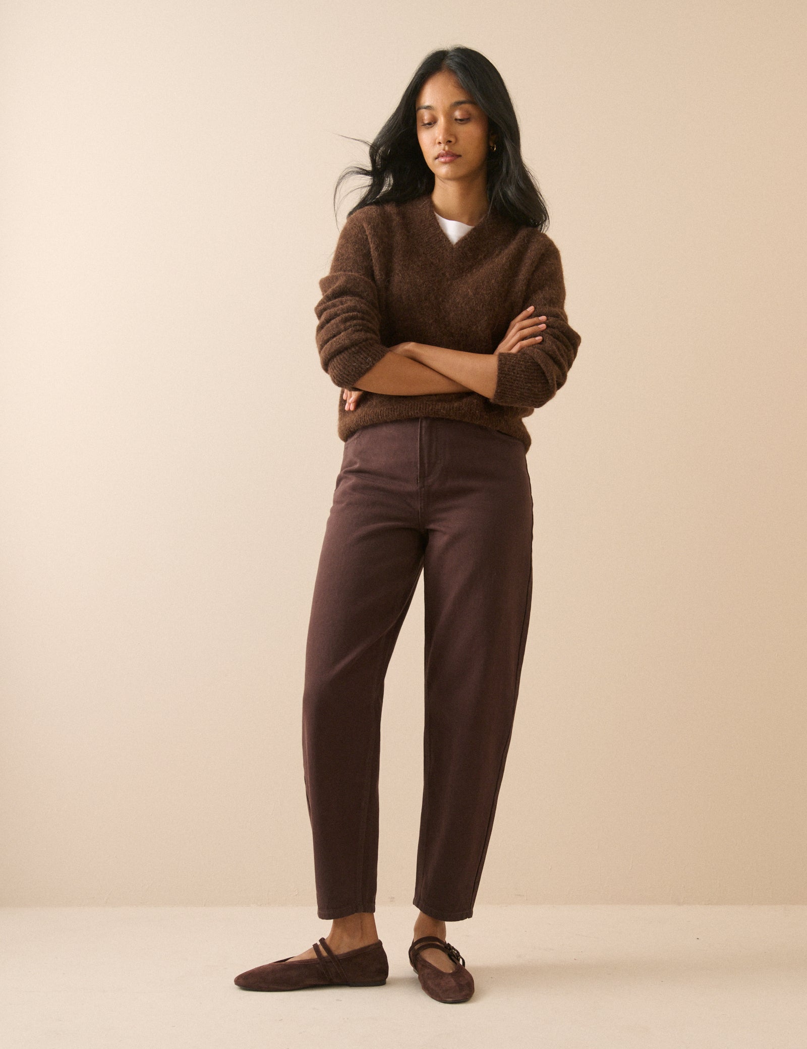 Brown Putney Barrel Leg Jeans