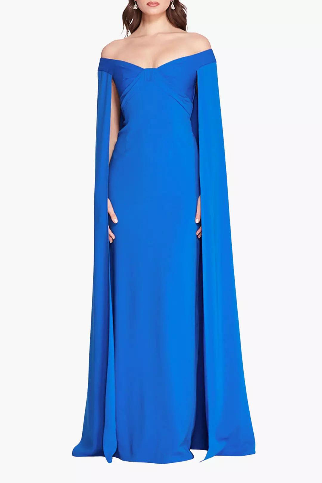 Off Shoulder Caped Column Gown