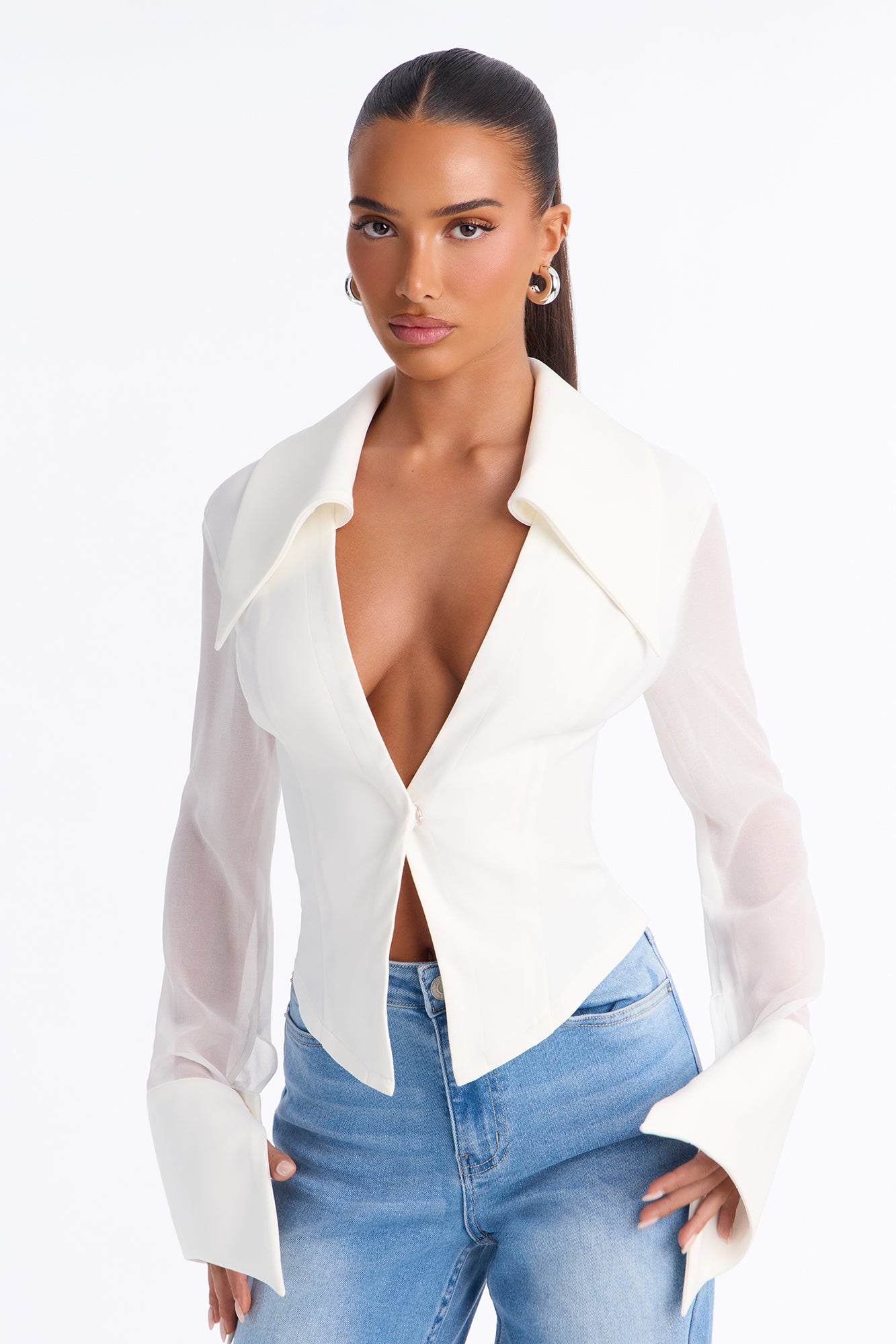 Serious Crush Button Up Blouse - Cream