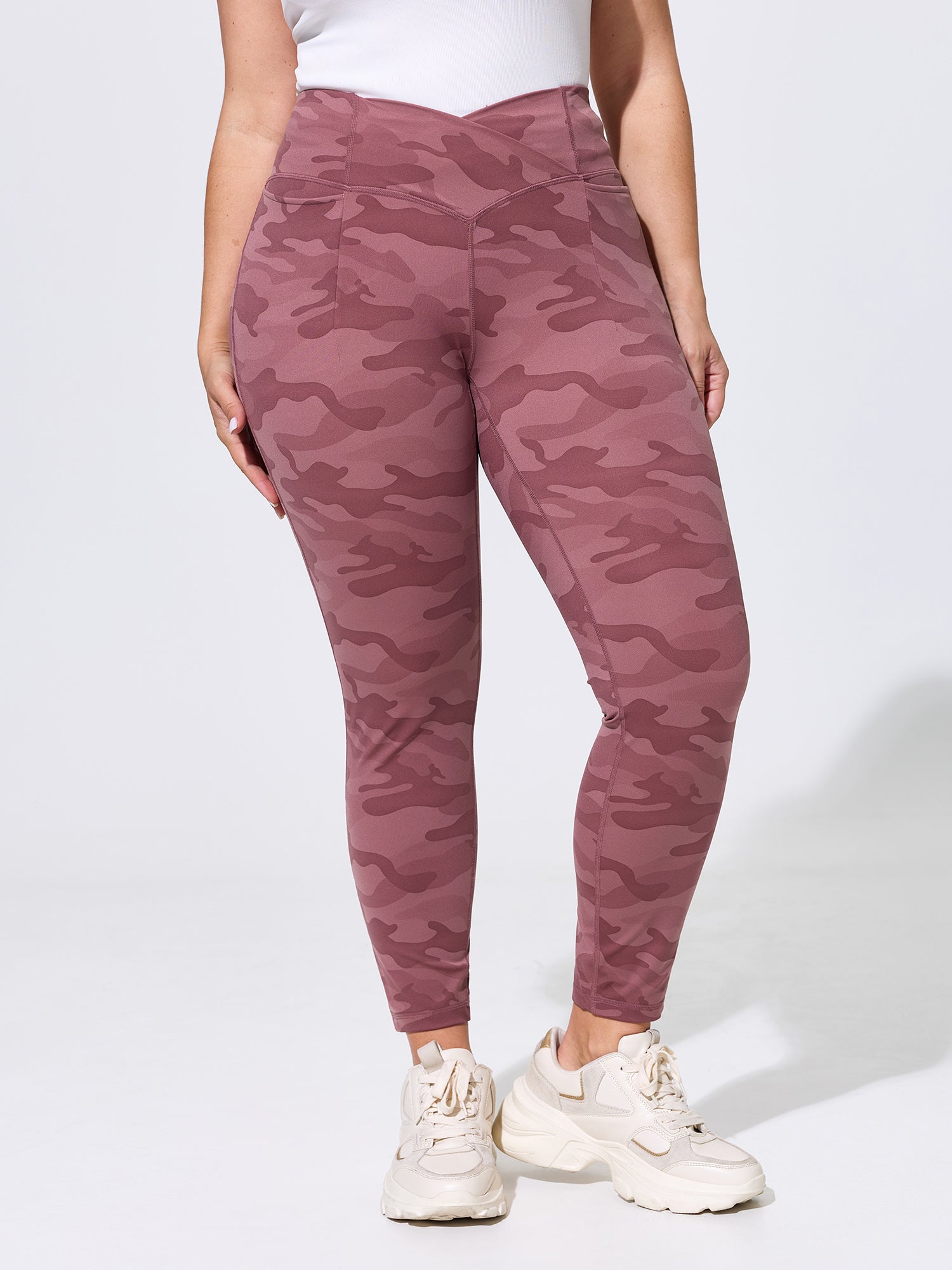 Stretchy Floral Print Overlap Waist Leggings