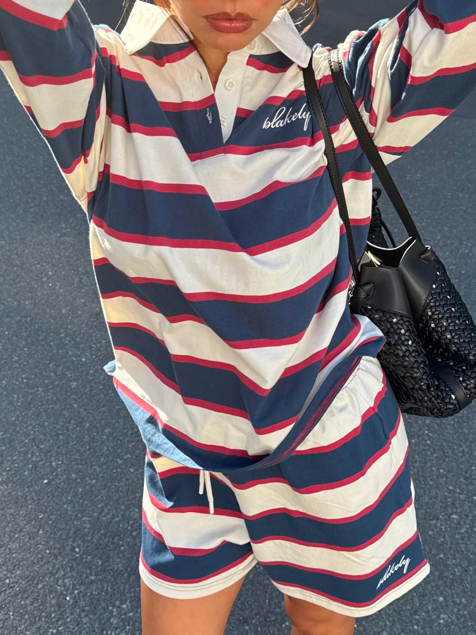 Skye Stripe Rugby Shirt - Red Mix