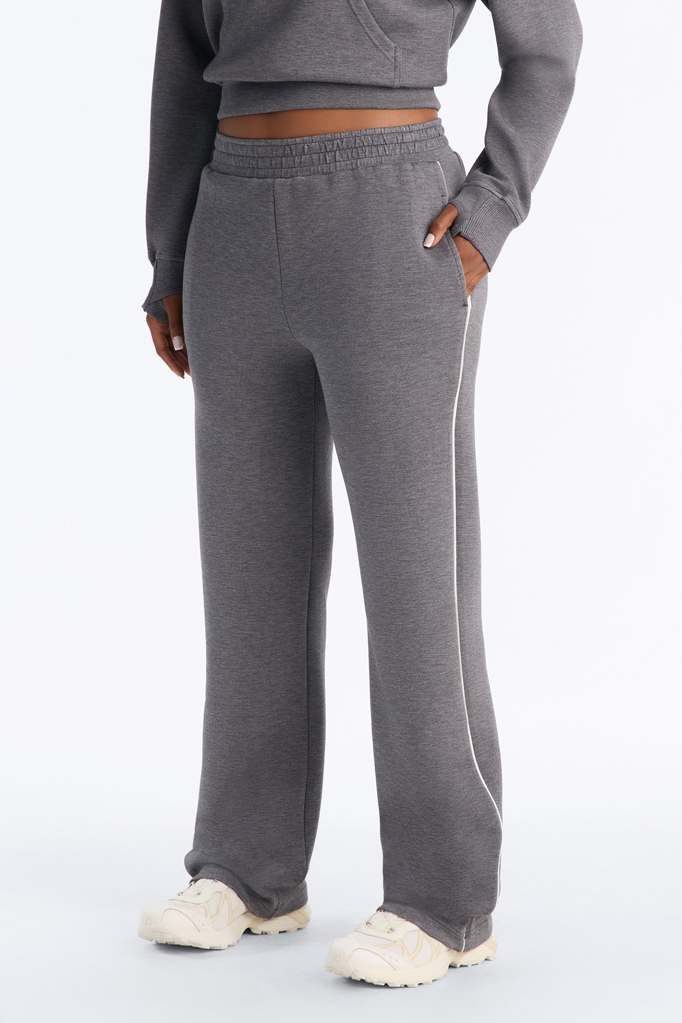 Isabella Scuba Lounge Contrast Pant - Dark Grey