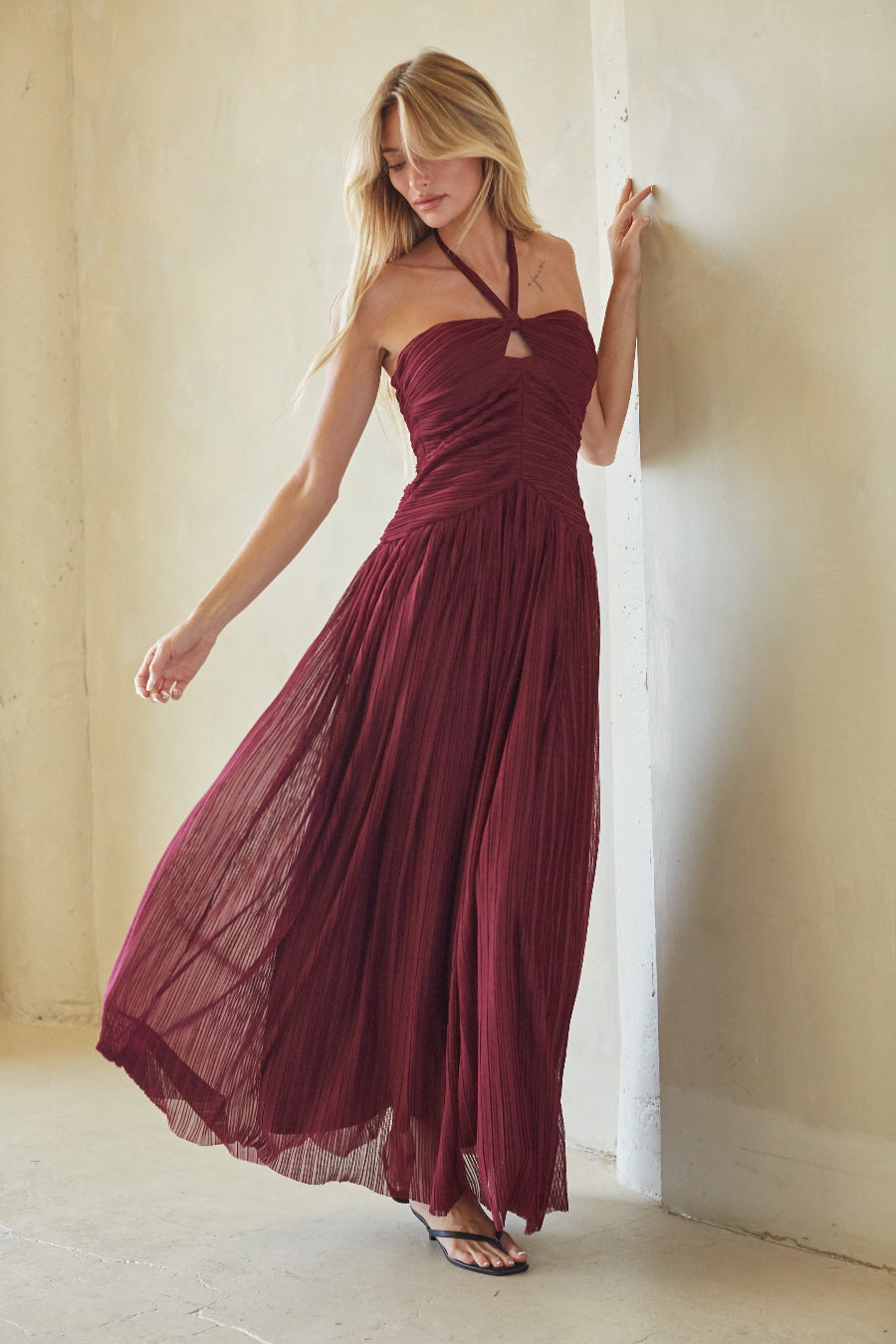 Nadine Keyhole Halter Maxi Dress