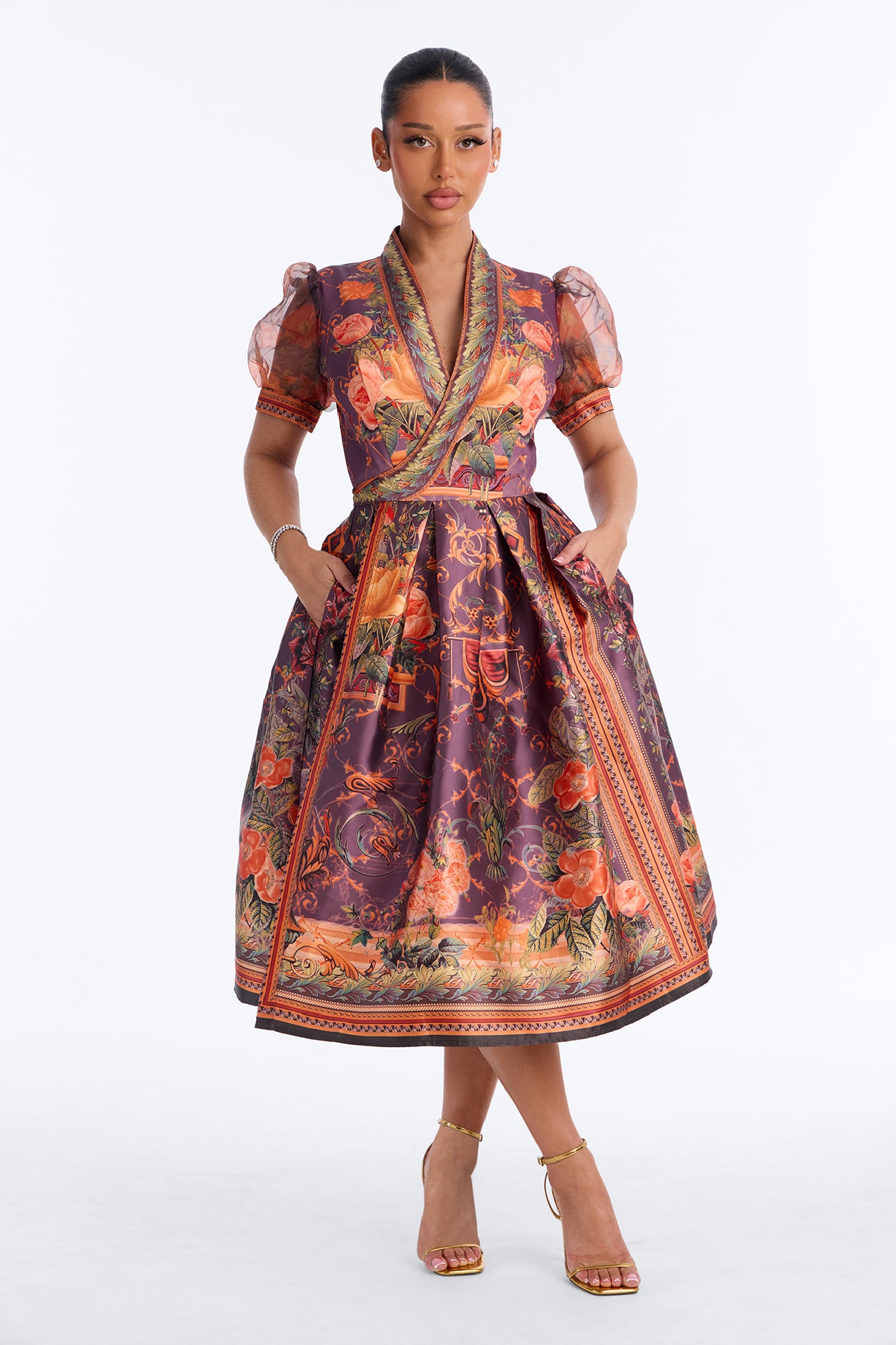 Meet Me At The Vineyard Floral Midi Dress - Plum/Multi