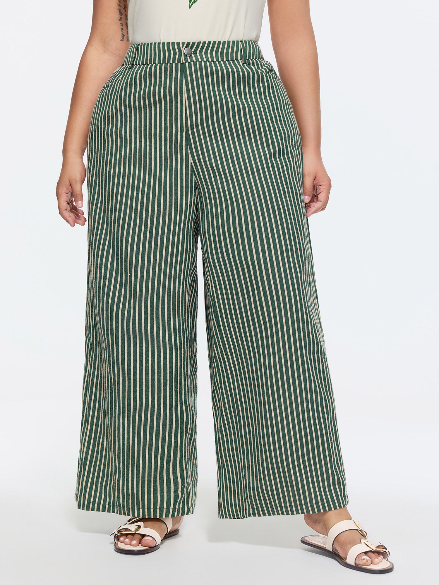 Holiday Striped Print Straight-Leg Pants