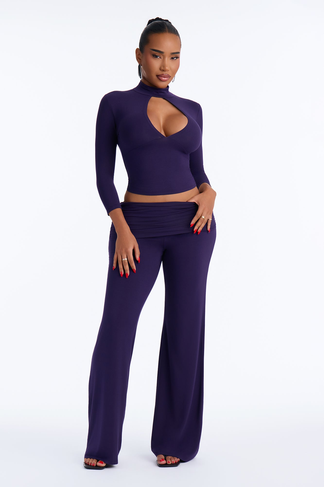Eliana 3/4 Sleeve Pant Set - Eggplant