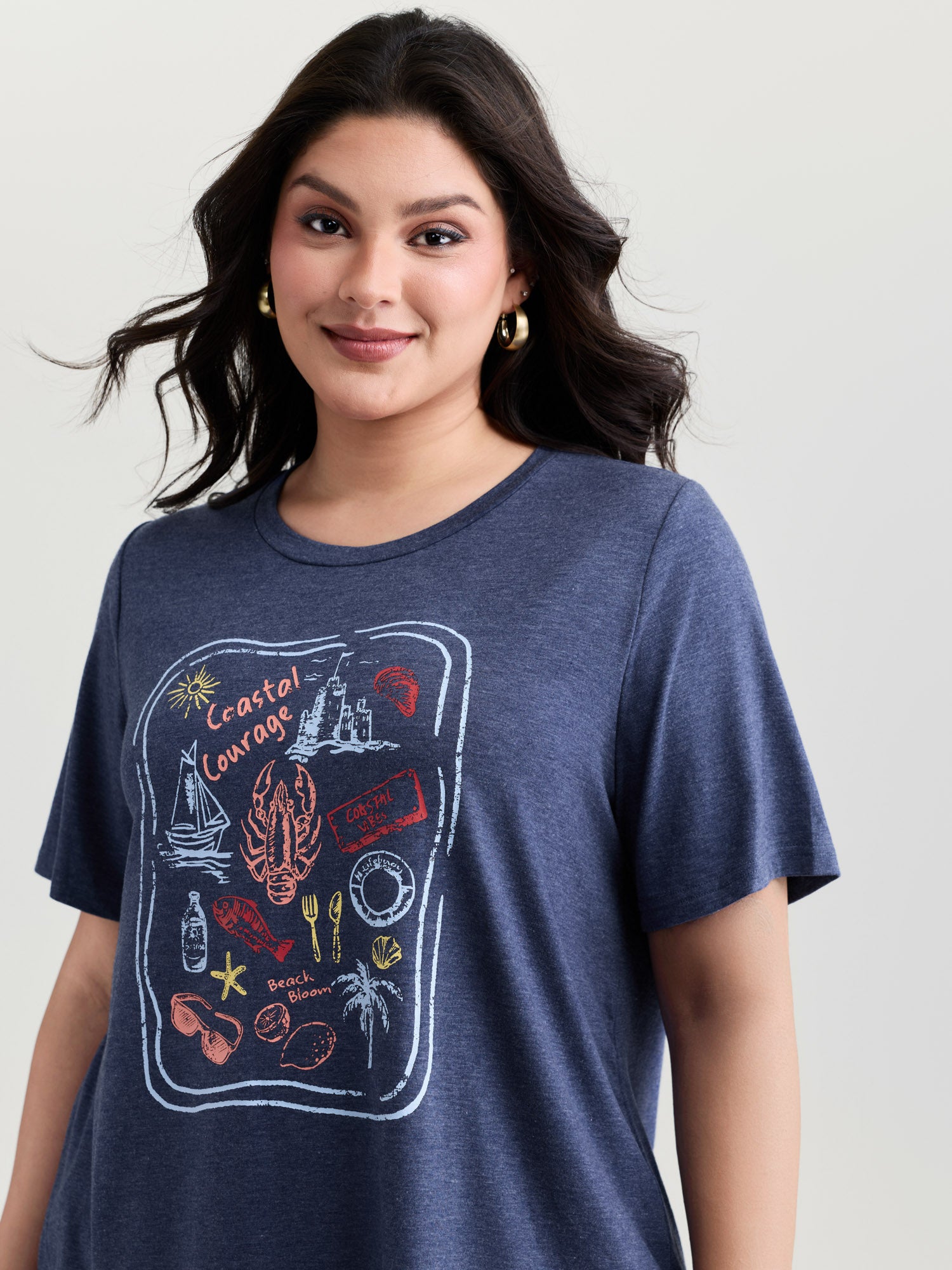 Supersoft Surf Vibes Round Neckline Plain T-Shirt