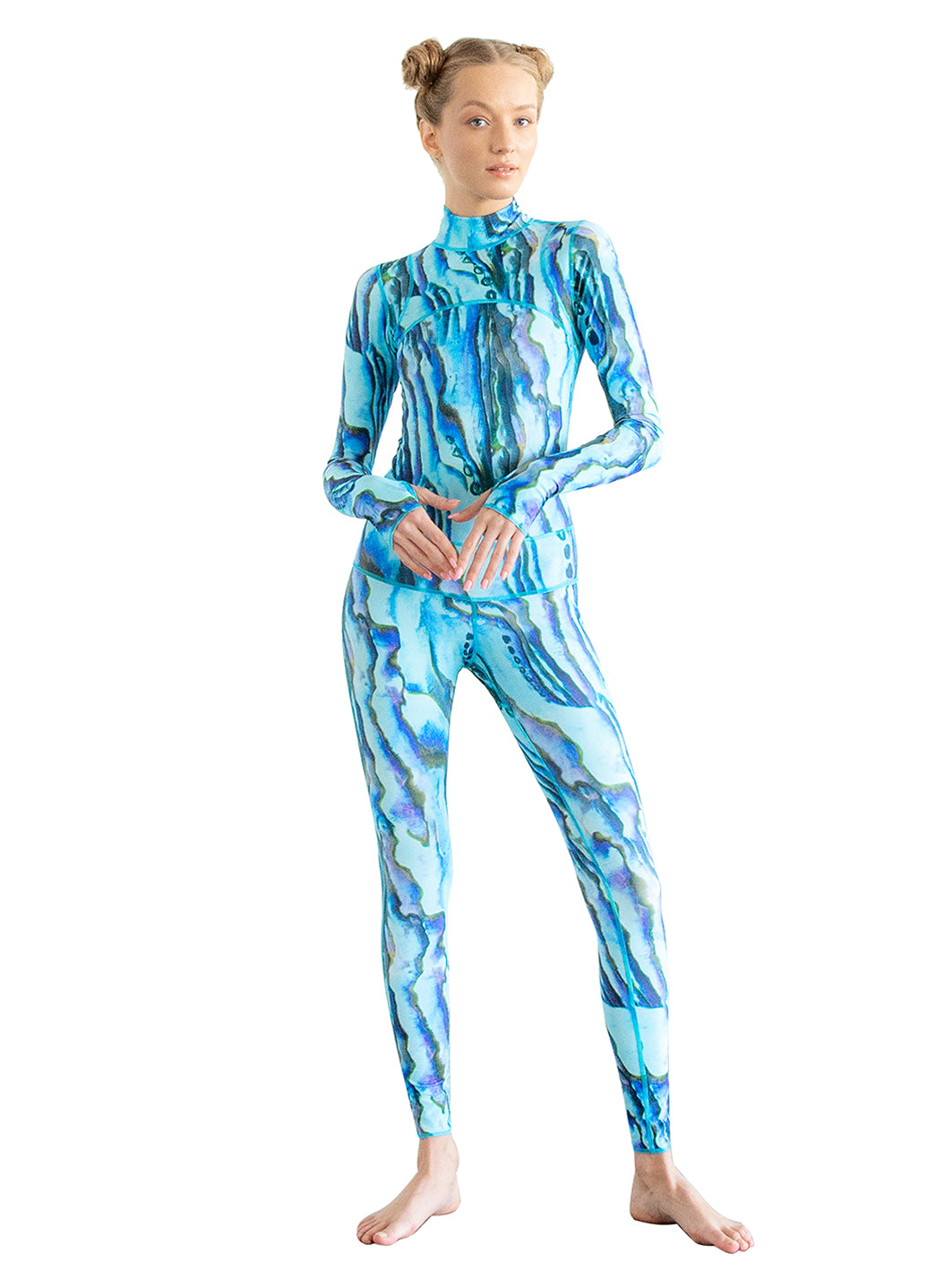 TUTUBLUE Women's Blue Abalone Classic UPF 50+ Long Slevee Unitard