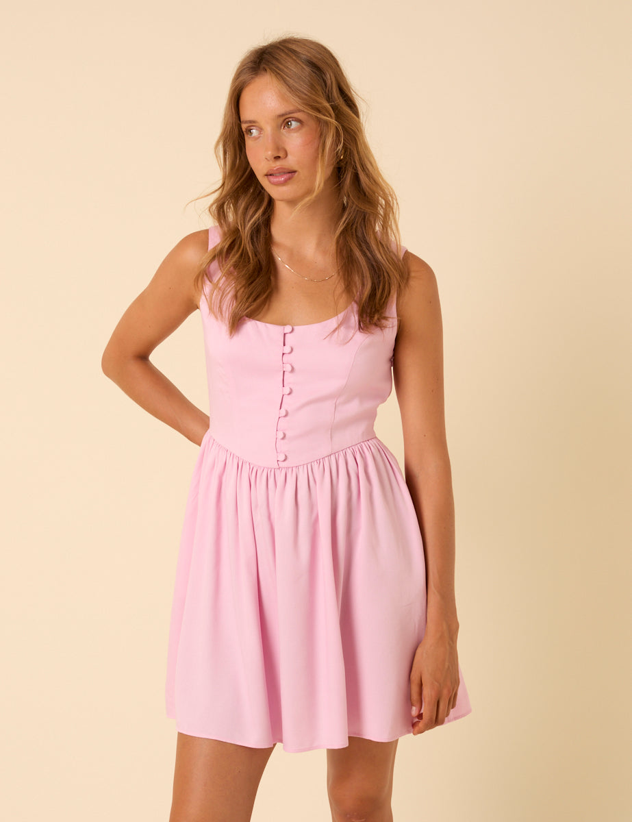 Pink Drop Waist Cora Mini Dress